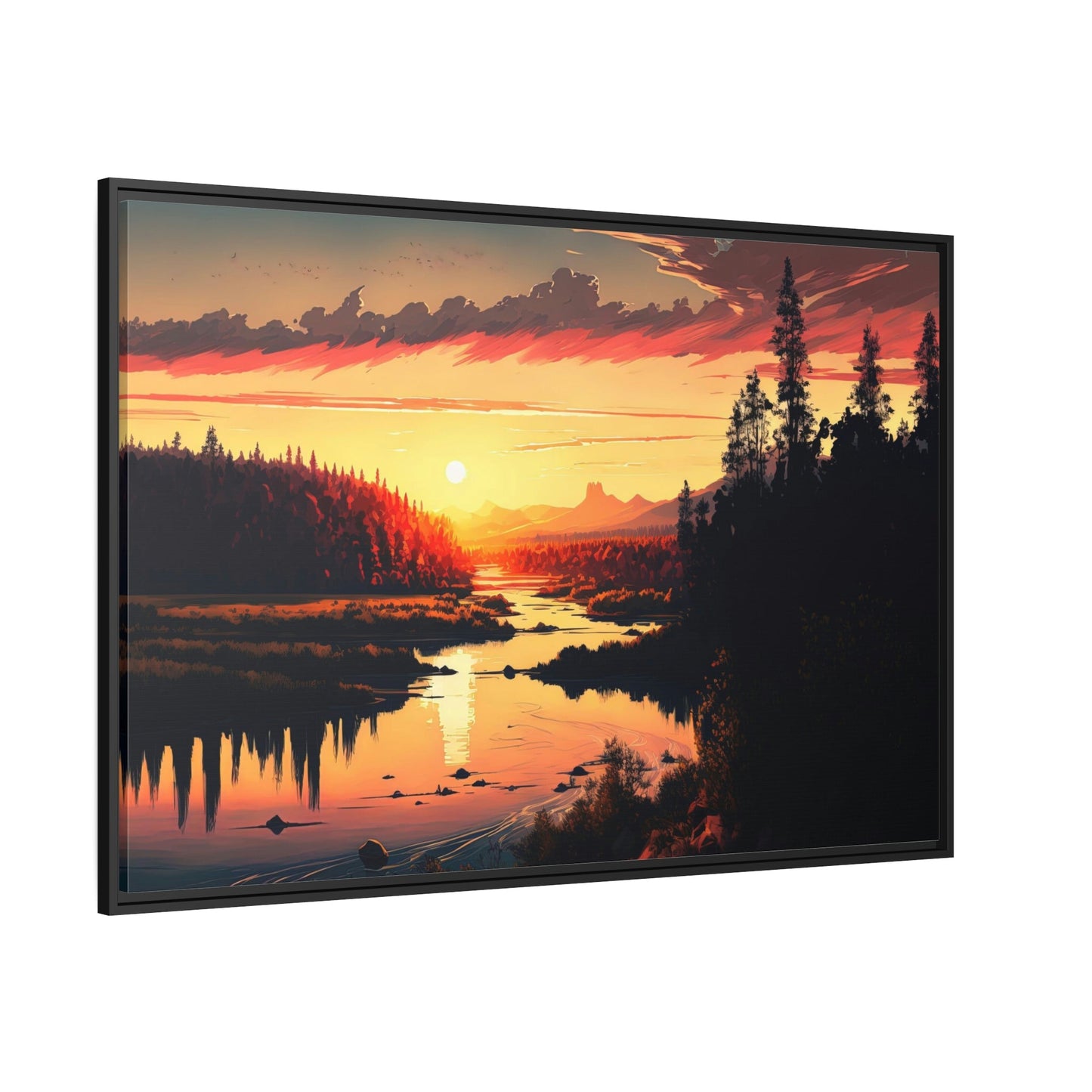 Colors of the River: Natural Canvas Wall Art with Vibrant River Scenery