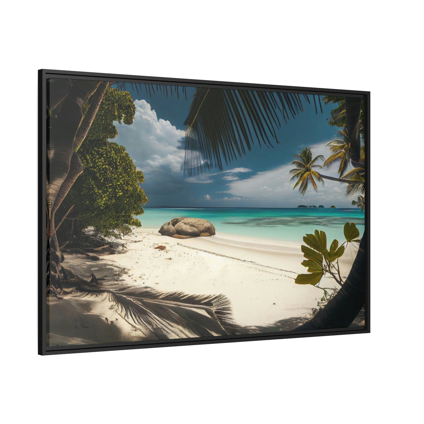 Beach Bliss: Framed Canvas & Poster of a Joyful Island Beach on a Summer Day