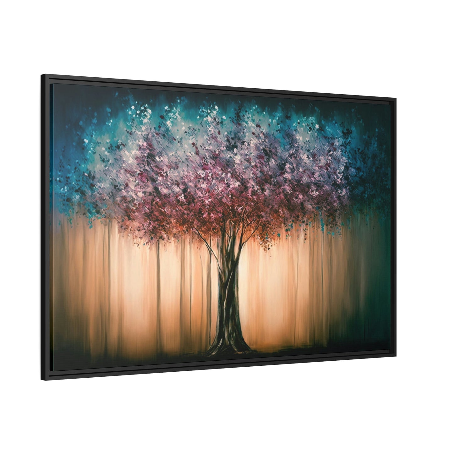 Harmonious Oasis: Abstract Landscape Print on Framed Canvas & Poster