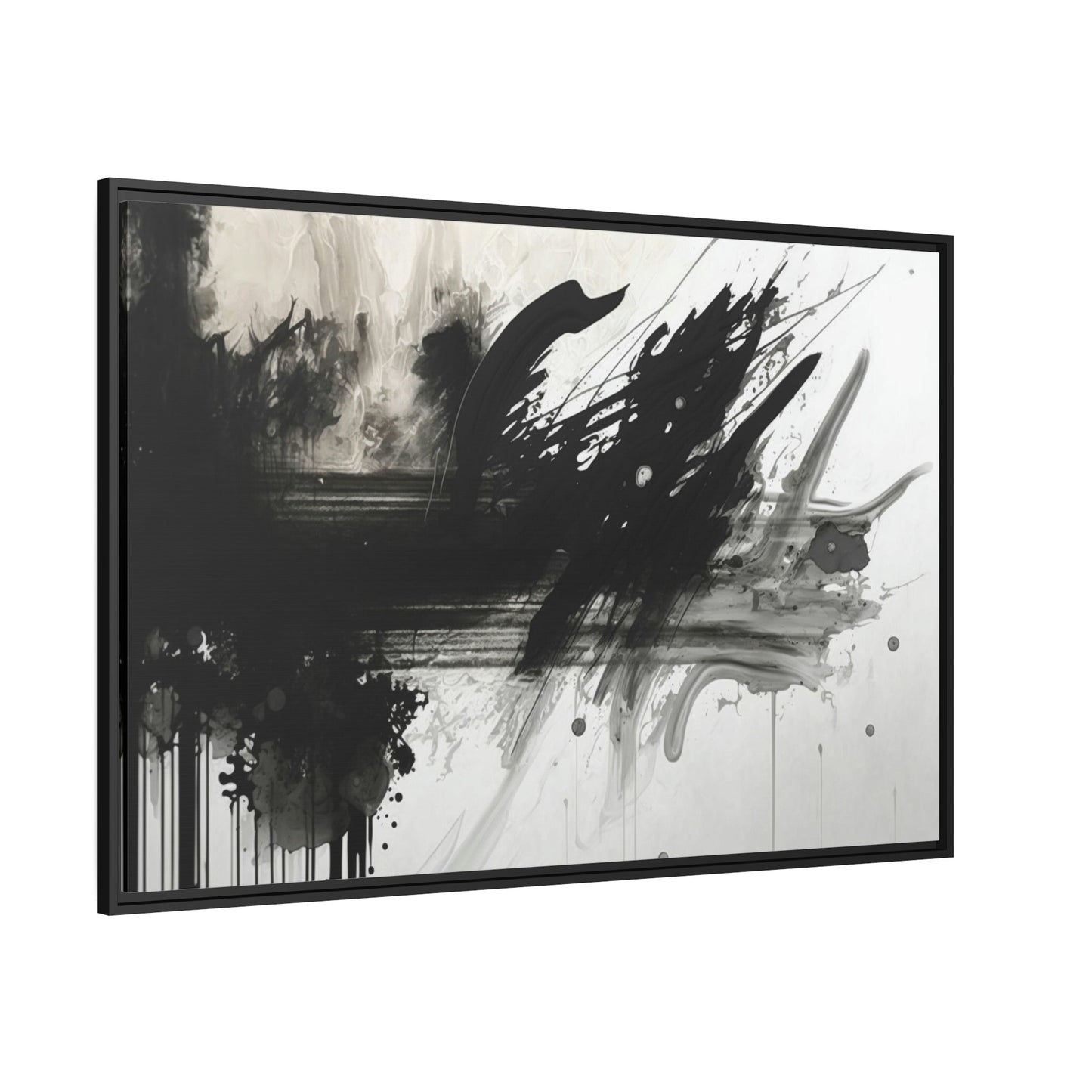 Inkblot Symphony: A Framed Canvas & Poster Print of Black and White Abstract Art