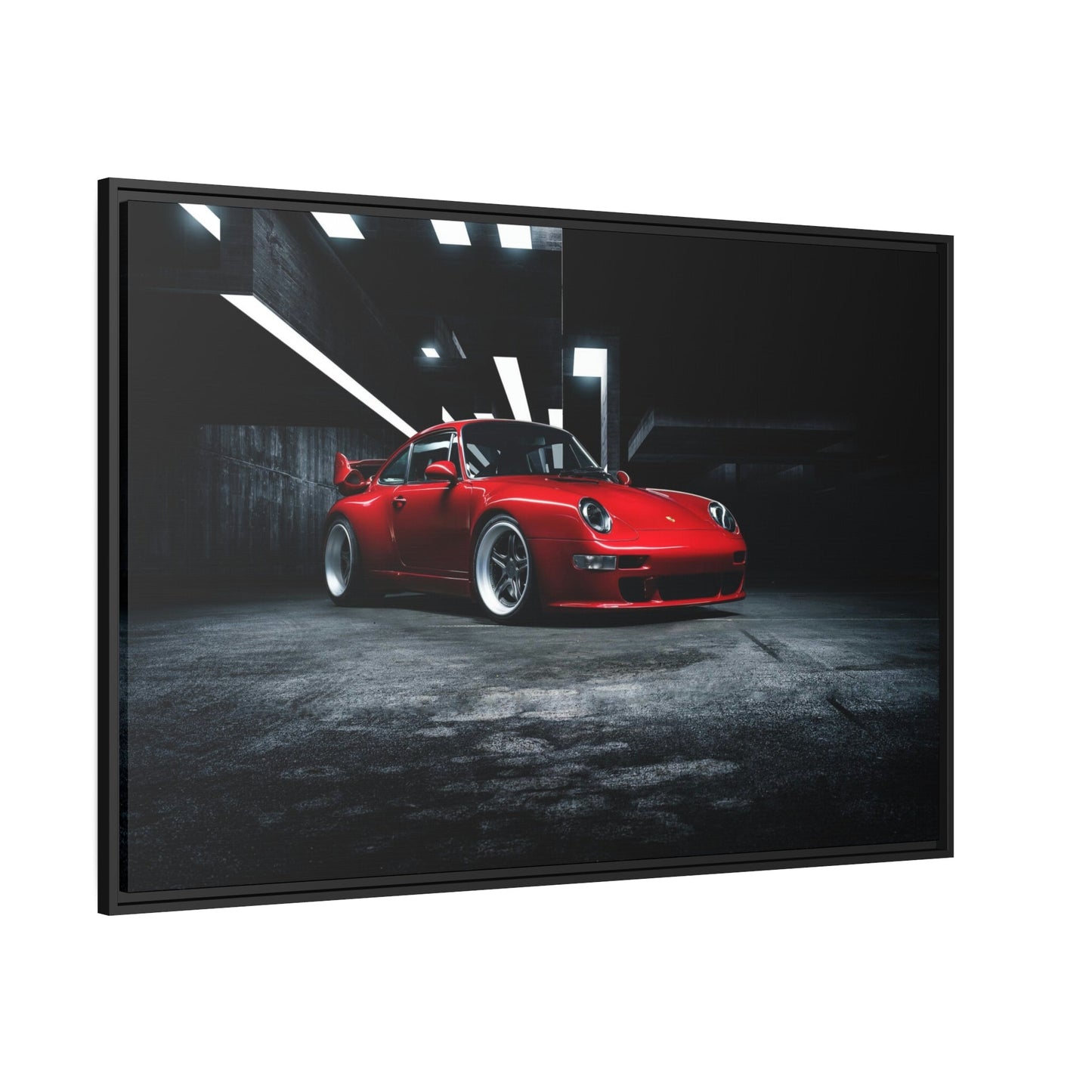 Passionate Red Porsche: A Vibrant Print on Natural Canvas & Poster