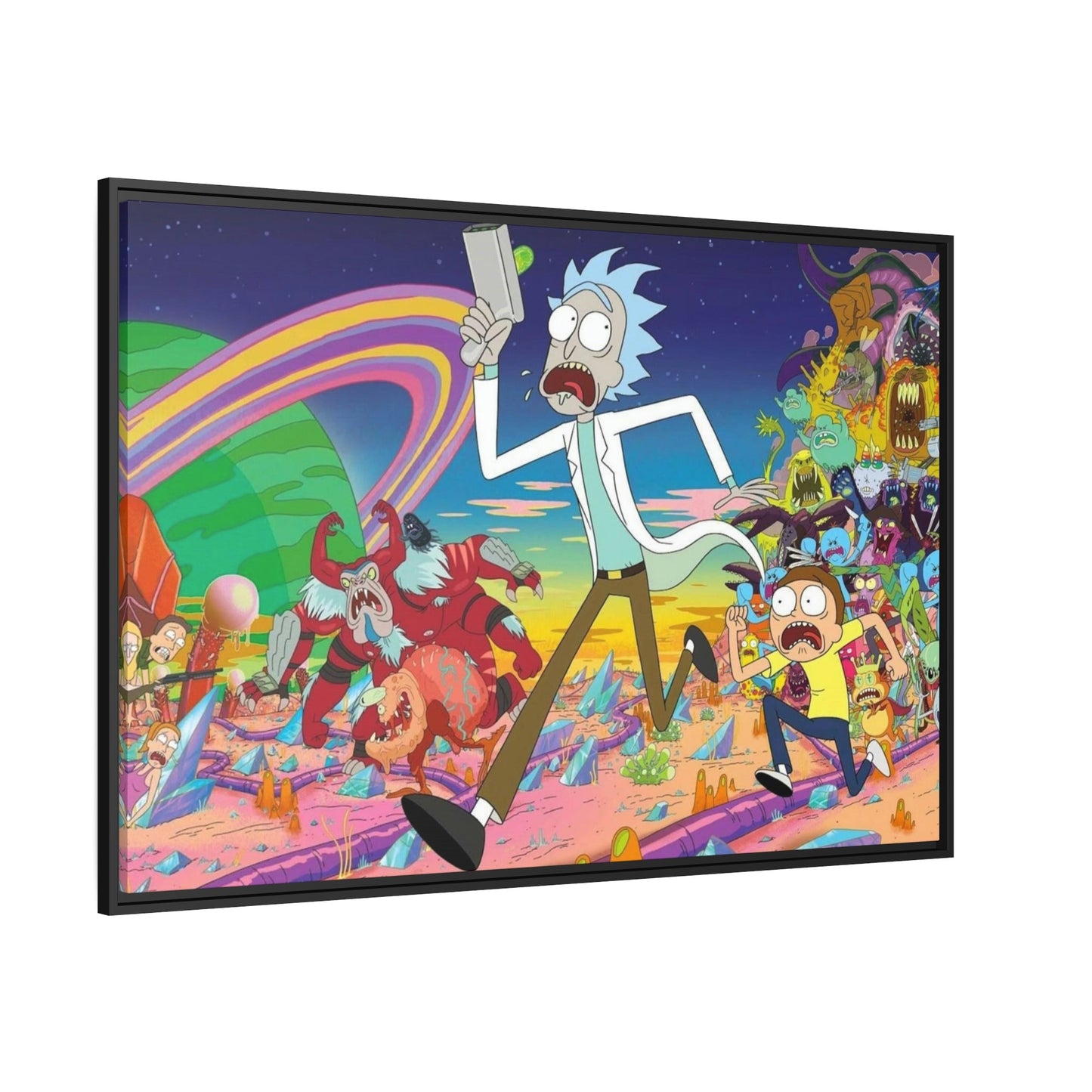 Fantastical Adventures: Framed Canvas Wall Art Depicting Rick and Morty Artwork