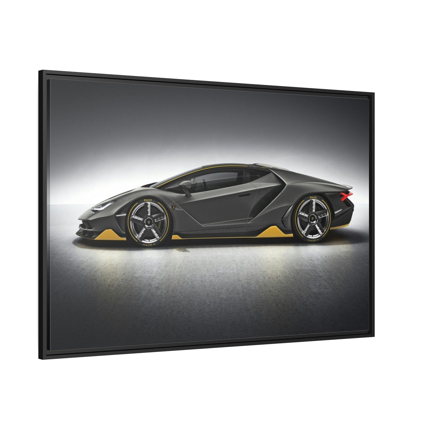 Bold and Beautiful: Wall Art of a Lamborghini on a Natural Canvas & Posters