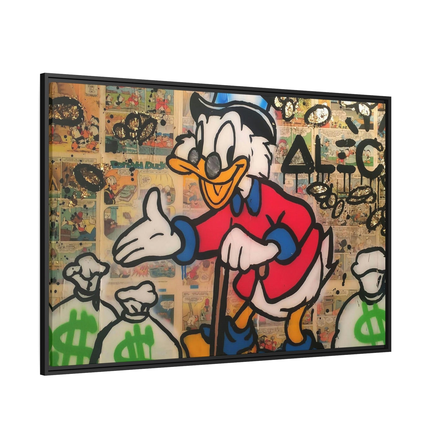Monopoly Madness: Disney's Duck in Alec Monopoly Style on Canvas and Framed Poster