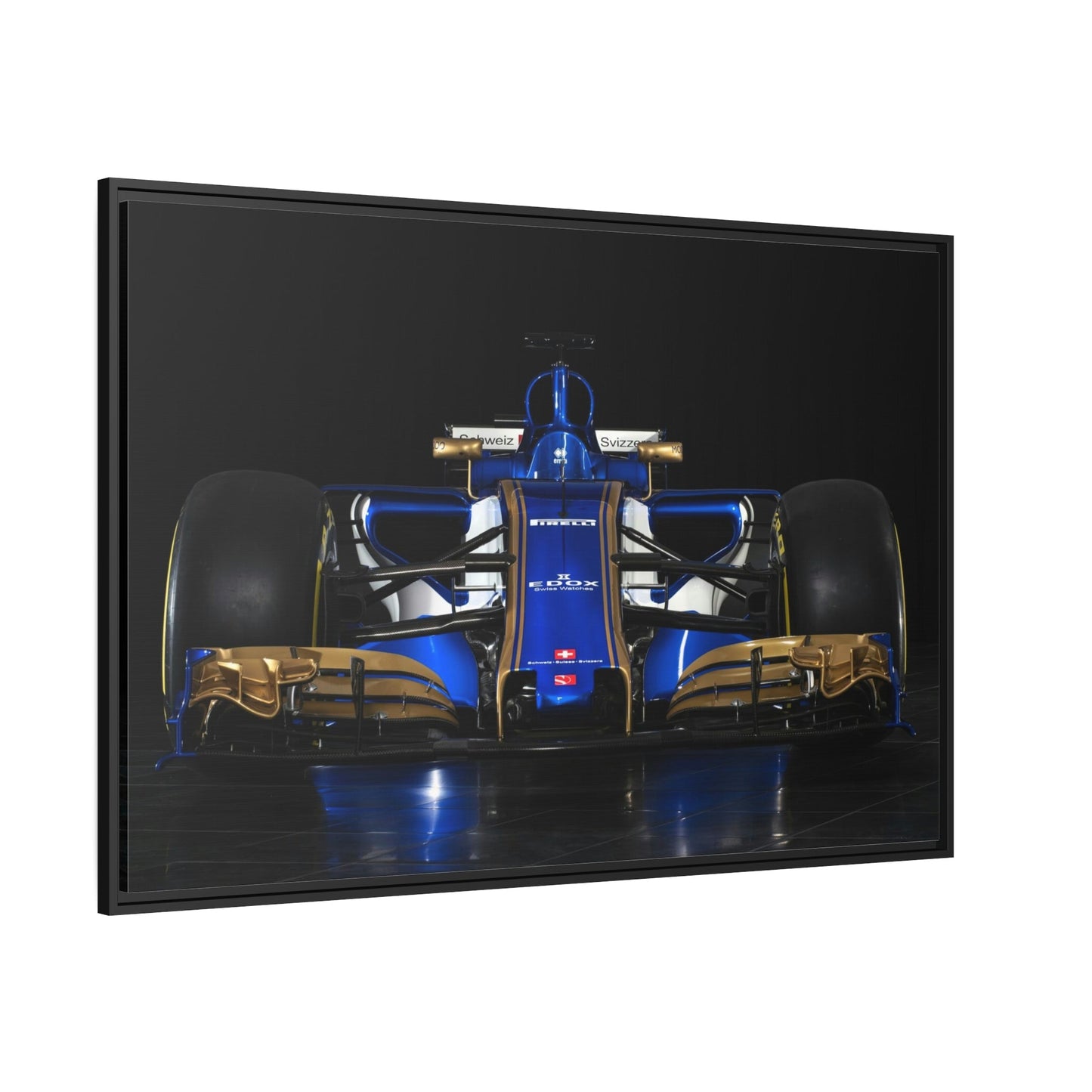 The Art of Speed: Dynamic F1 Car Print on Natural Canvas & Poster