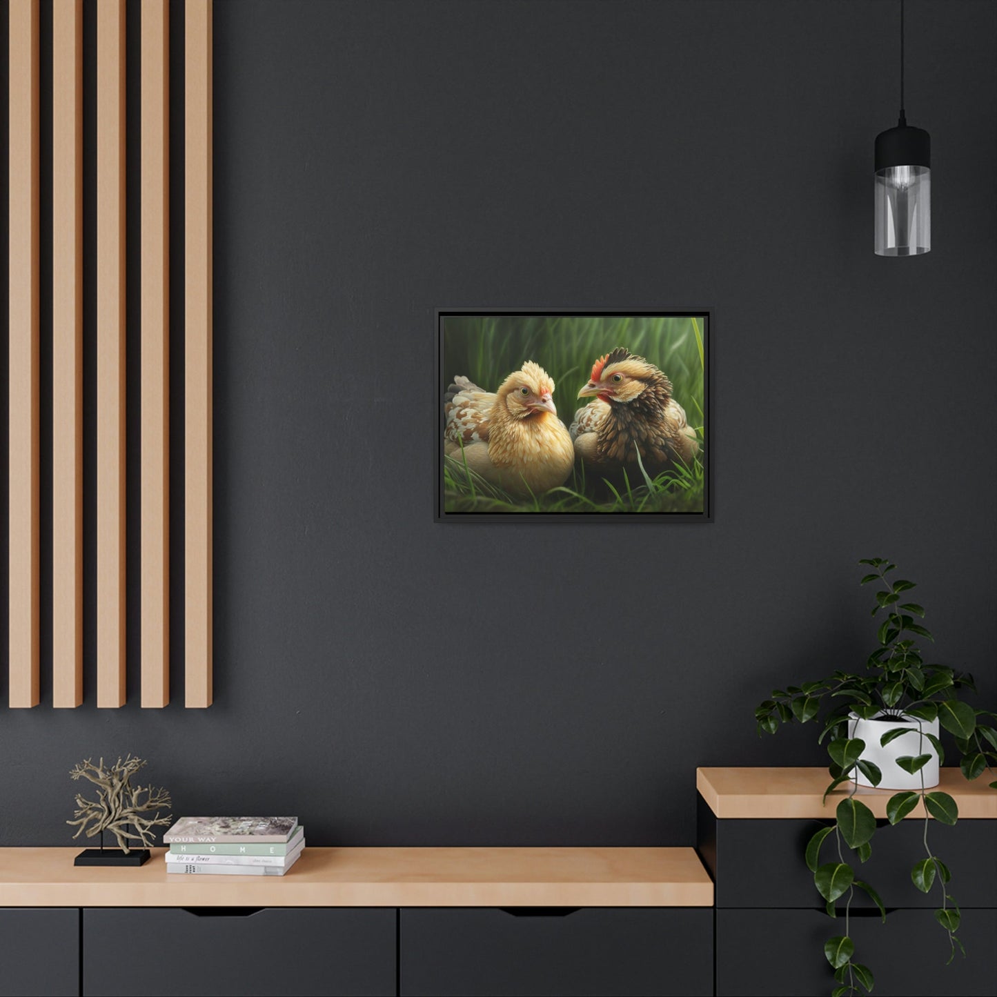 Rustic Henhouse: Framed Canvas with Delightful Chickens