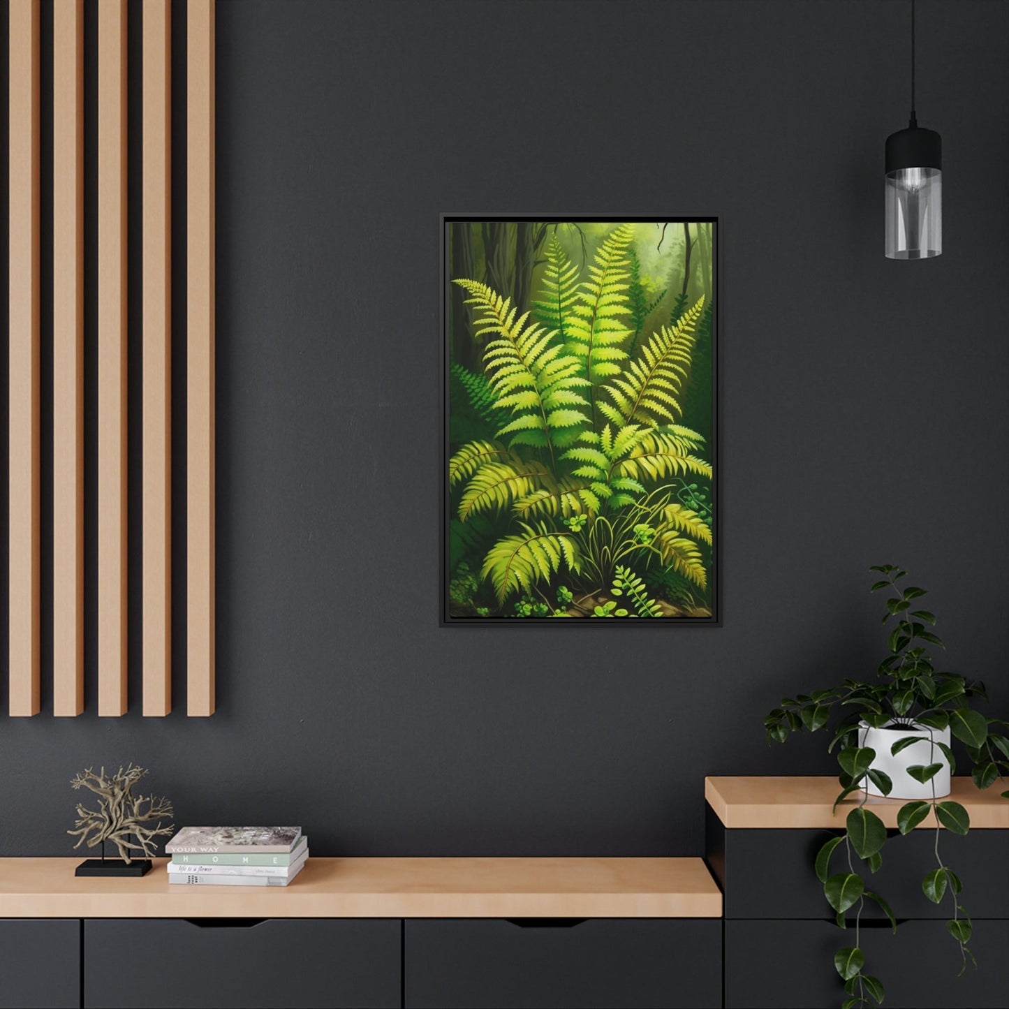 The Enchanted Forest: A Painting on Canvas Featuring Ferns