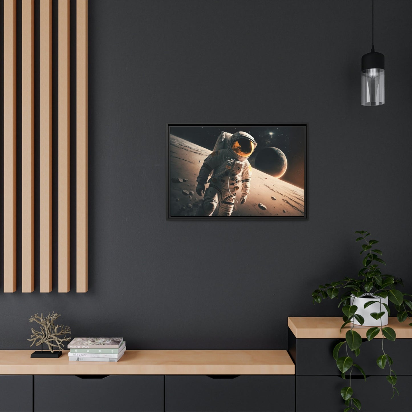 Journey to the Stars: Astronauts on Natural Canvas and Framed Poster