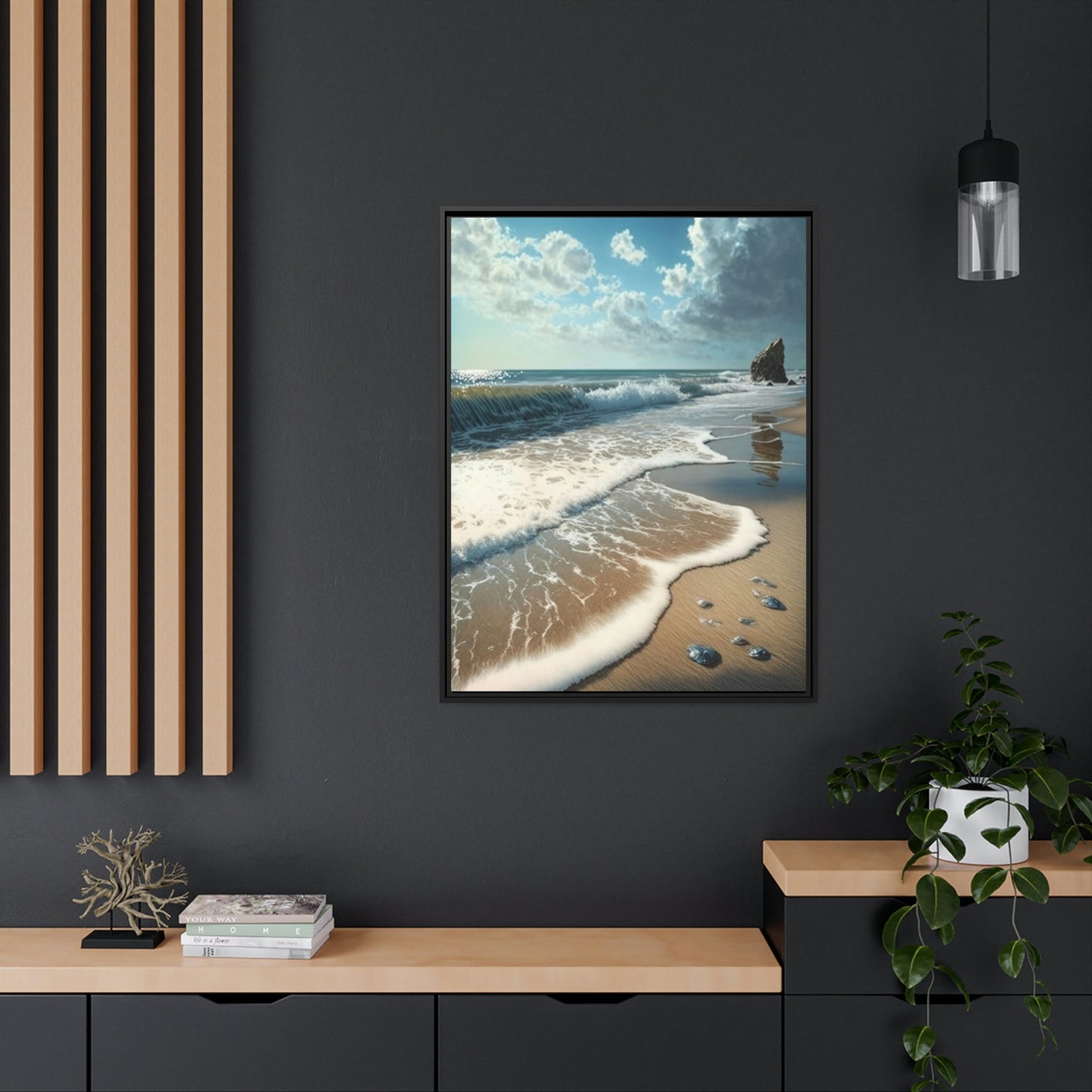 Seaside Escape: Artistic Framed Canvas & Poster Print of a Quiet Beach