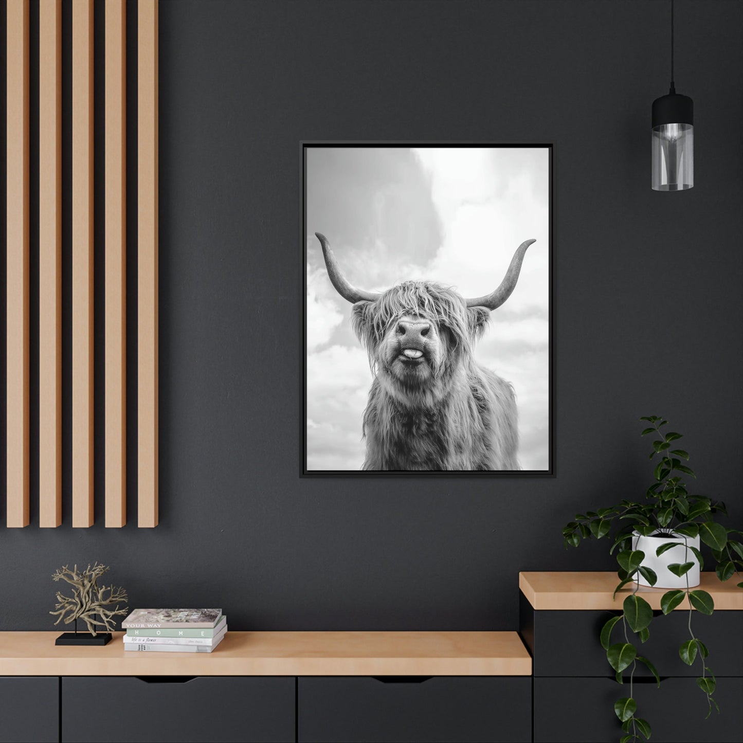 Highland Cow | Wooly Cattle | Black-White Art — Pixoram