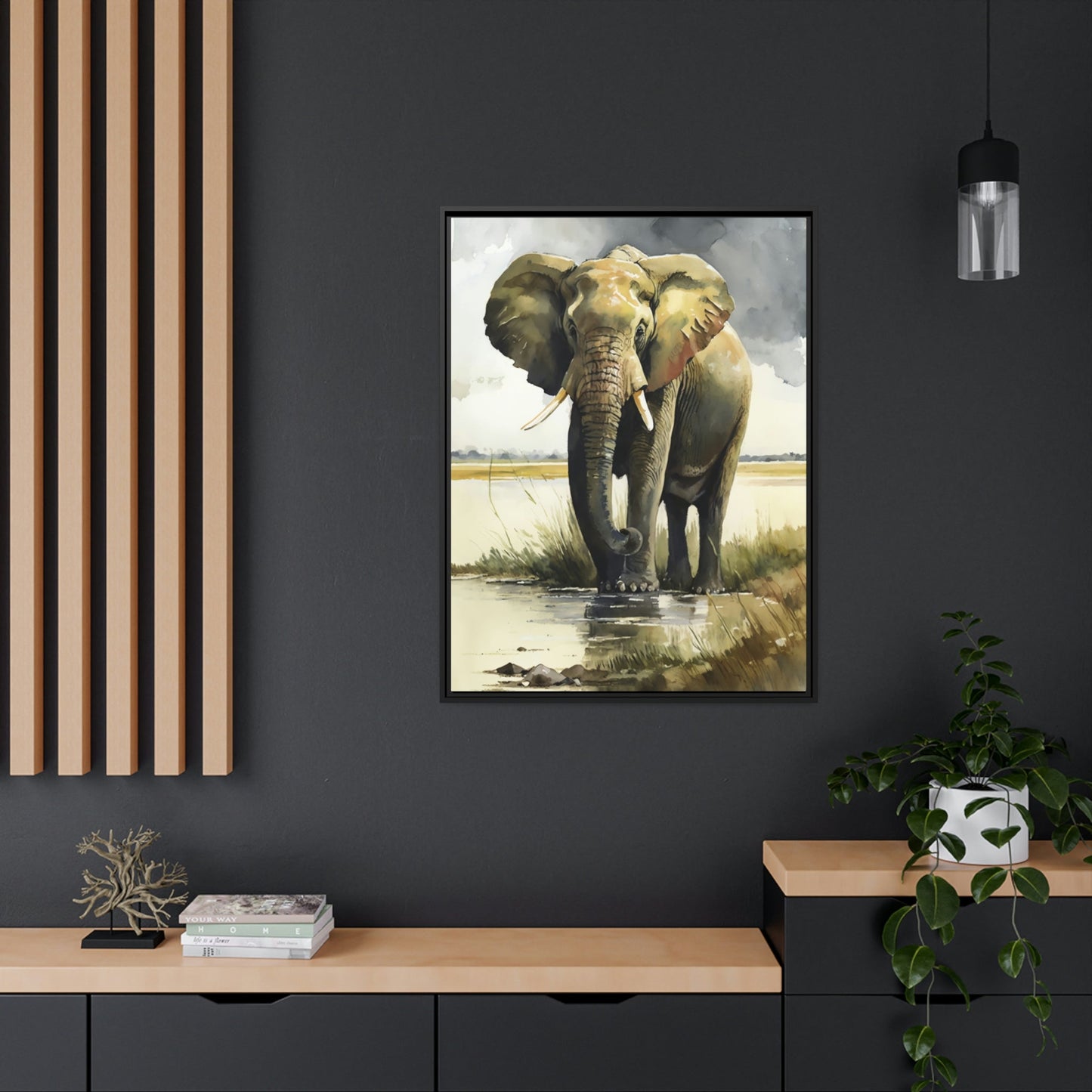 Serene Giants: Beautiful Art of Elephant in Calming Natural Landscapes