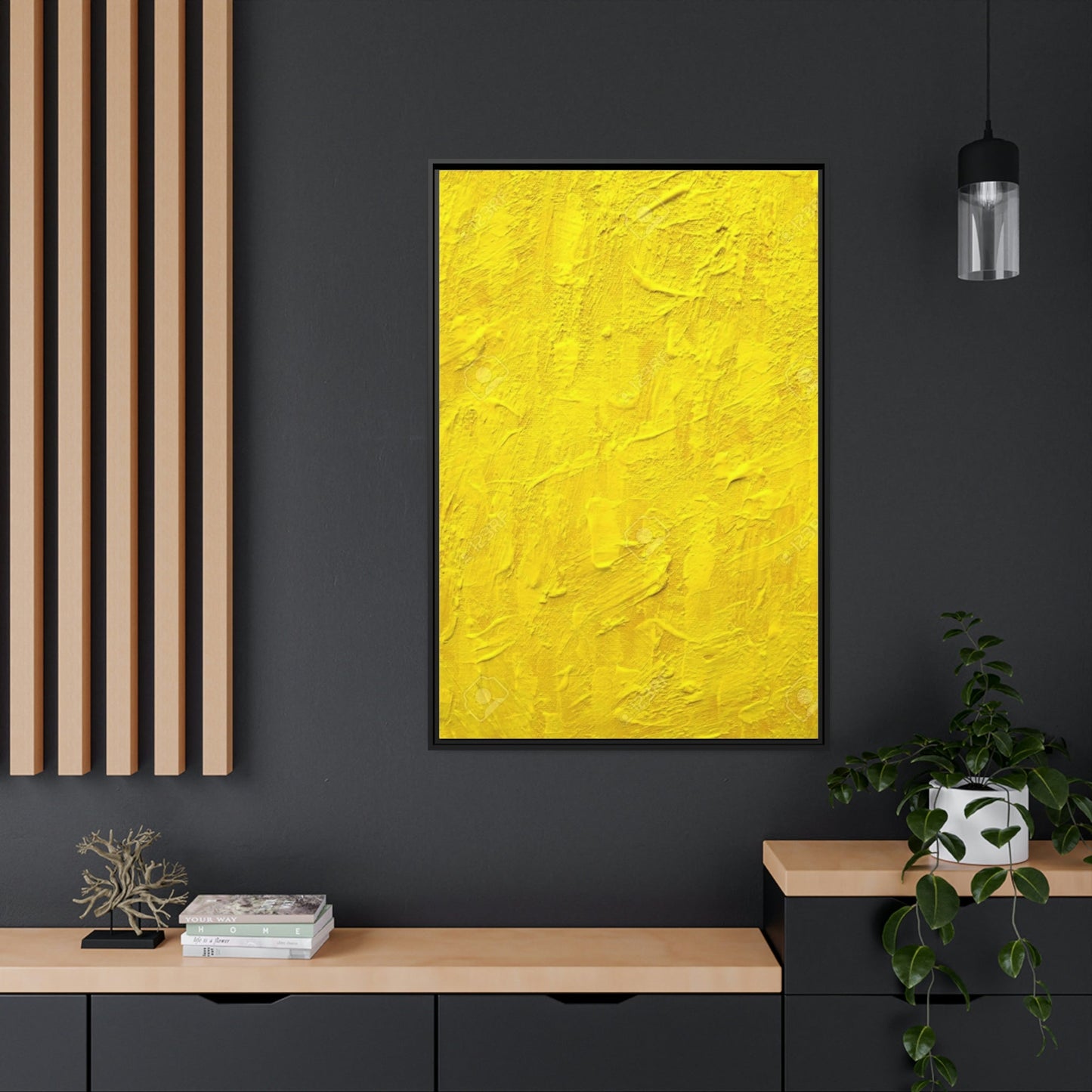 Relaxing and Serene Wall Art Print of a Yellow Color on Natural Canvas