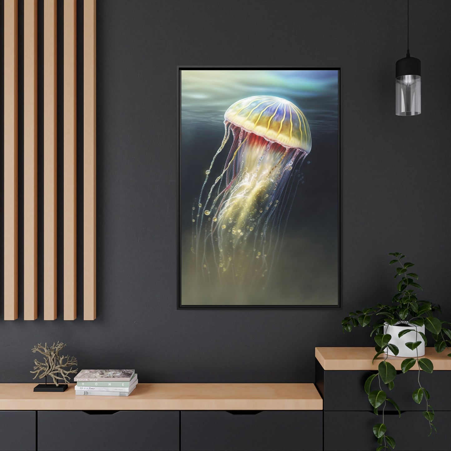 Marine Artistry: Artistic Print on Canvas Featuring Jellyfishes in Motion