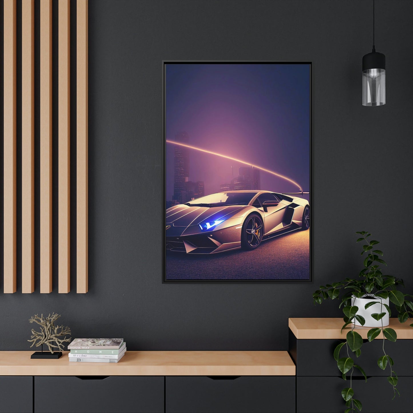 Sleek Supercar Beauty: Framed Canvas & Poster Print of a Lamborghini