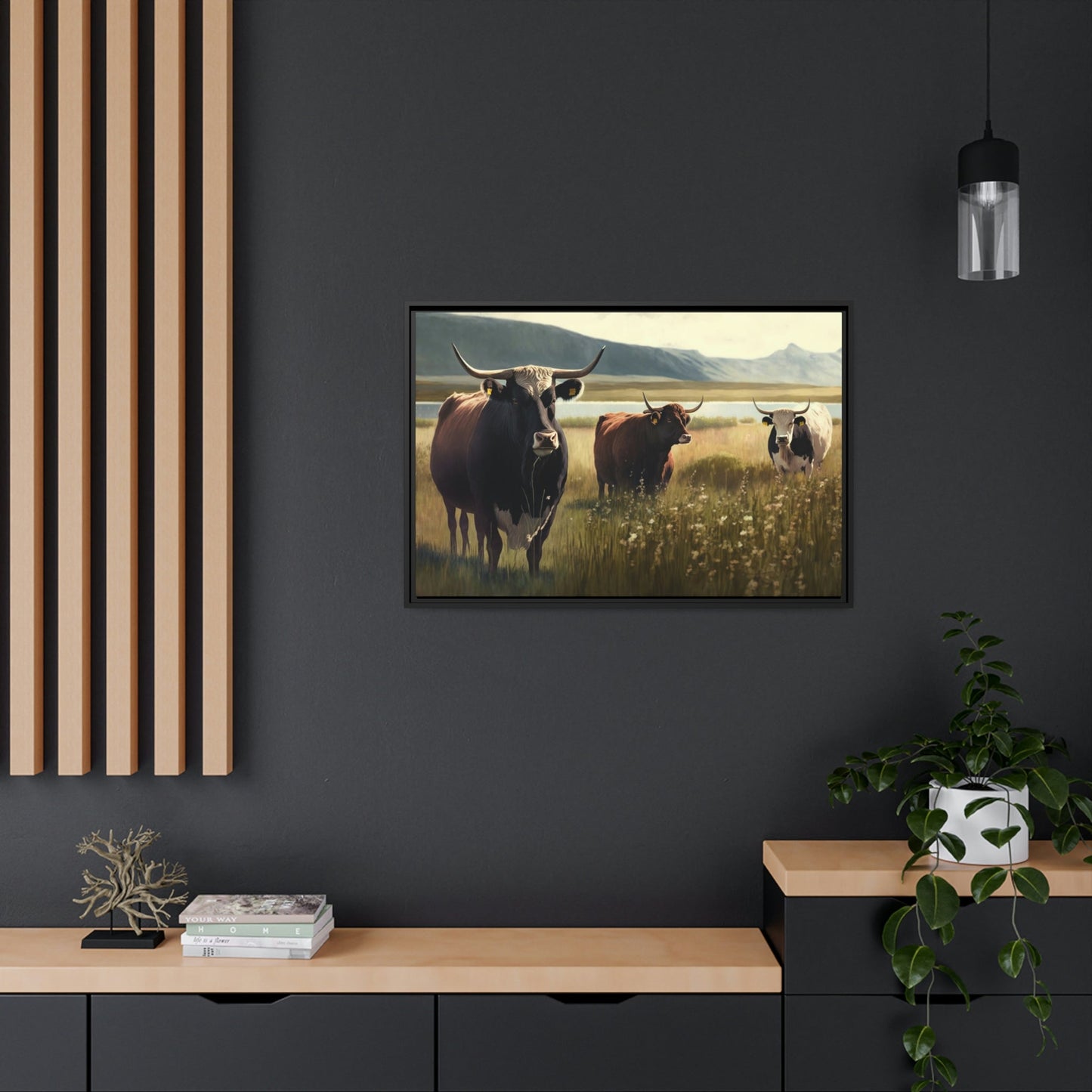 Fields of Bovine Wonder: A Painting of Cows on Canvas