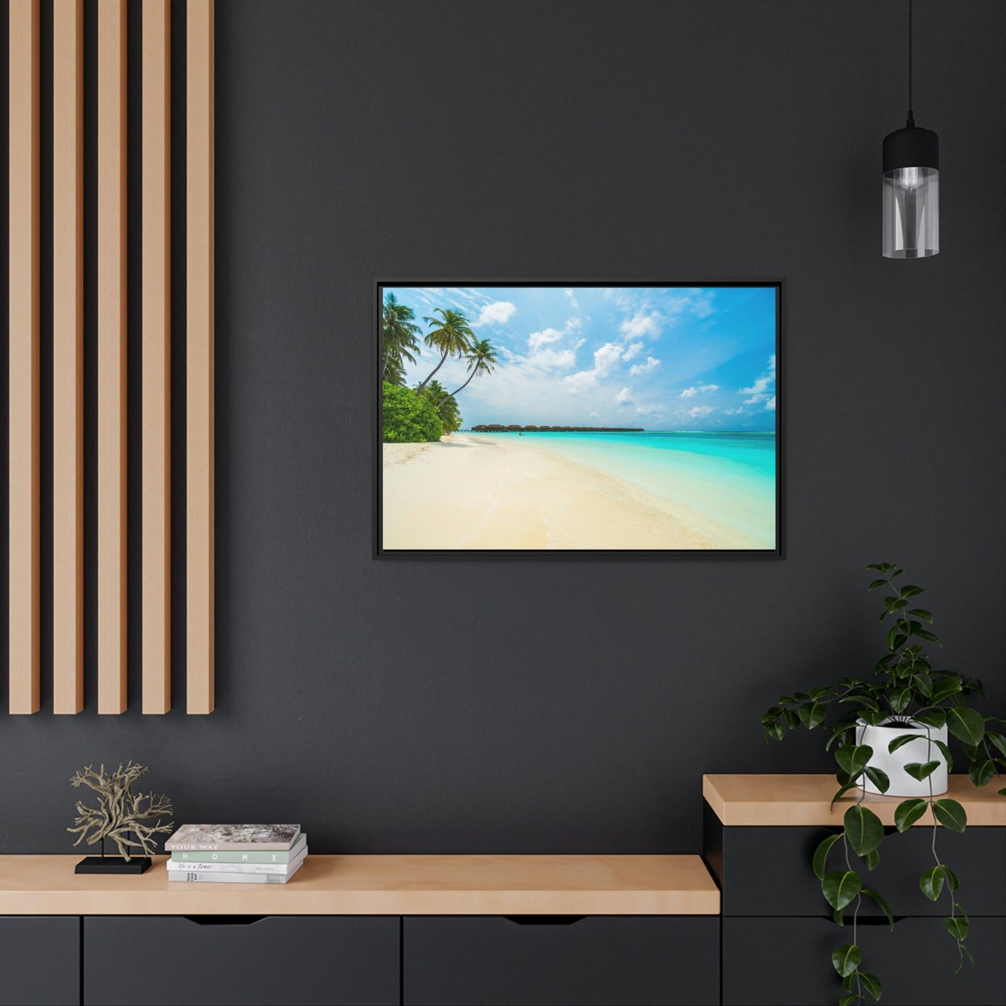 Tropical Paradise: Art Print of a Lush Island Beach on a Natural Canvas & Poster