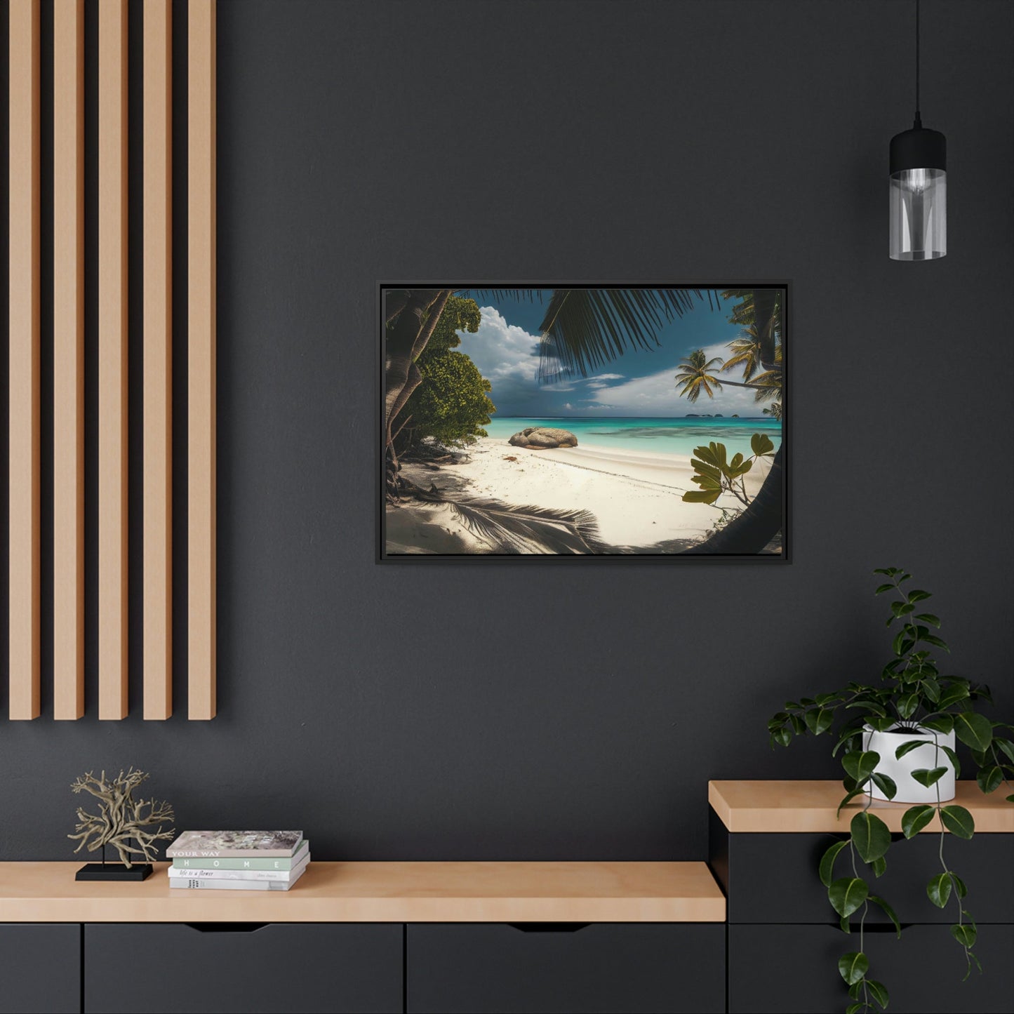 Beach Bliss: Framed Canvas & Poster of a Joyful Island Beach on a Summer Day