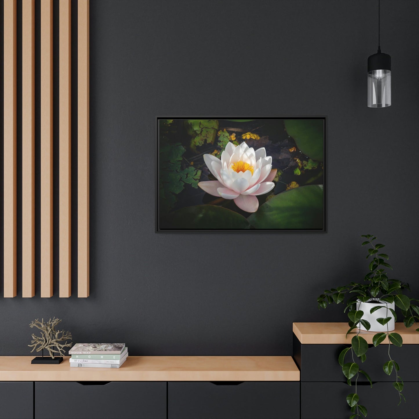 Tranquil Waters: A Canvas Depiction of Lilies Afloat