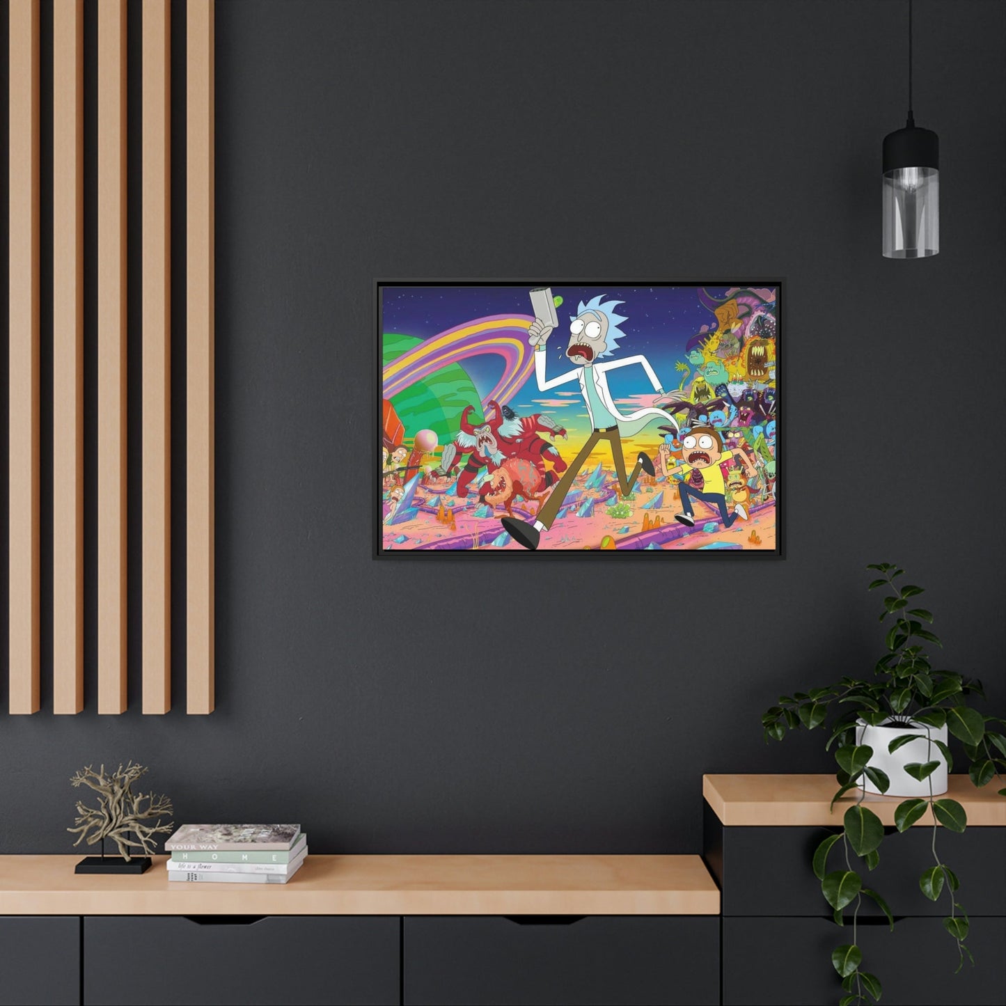 Fantastical Adventures: Framed Canvas Wall Art Depicting Rick and Morty Artwork