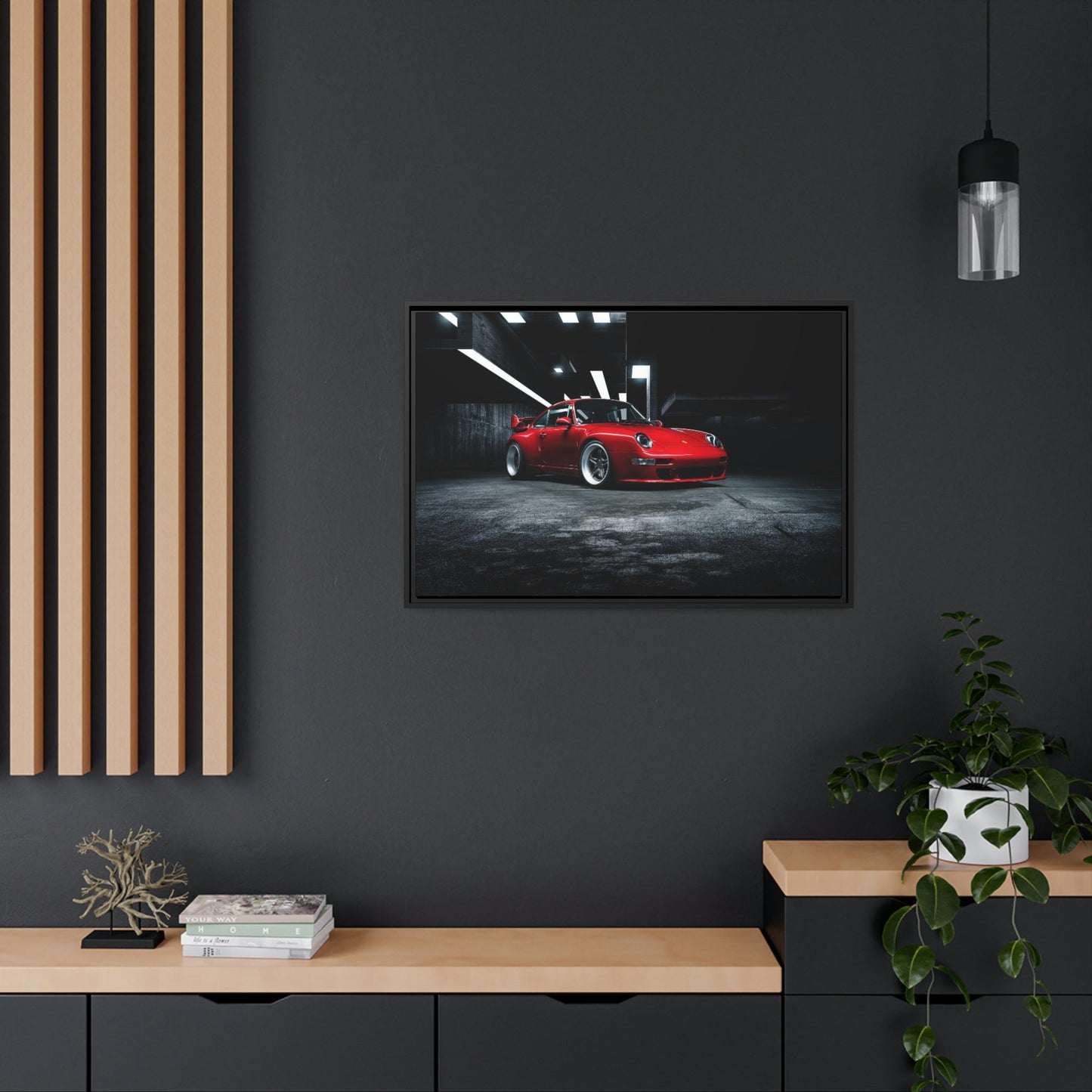 Passionate Red Porsche: A Vibrant Print on Natural Canvas & Poster