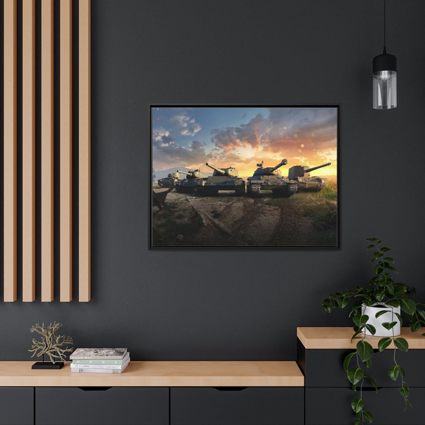 The Essence of Battle: Dynamic World of Tanks Framed Canvas Wall Art
