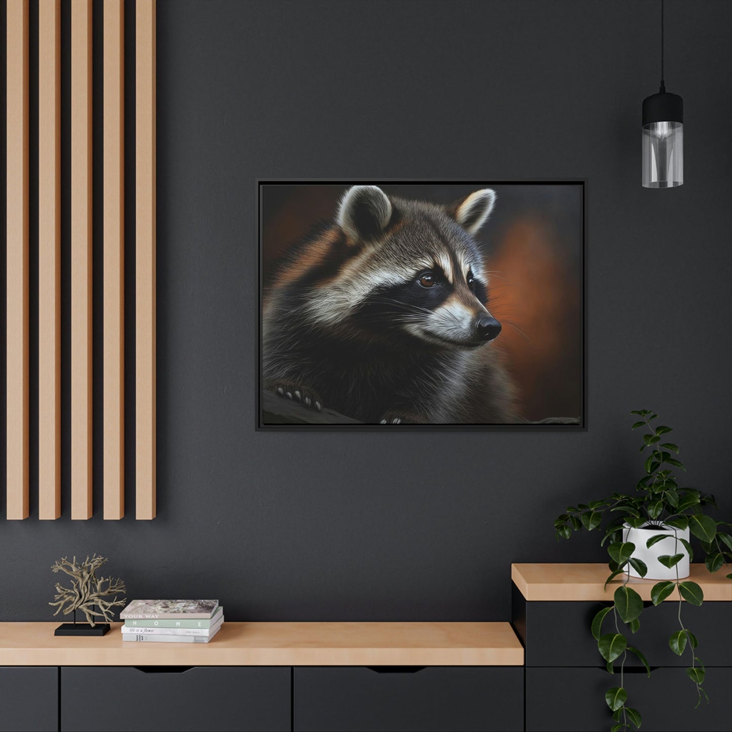 Woodland Bandits: Artistic Print on Canvas and Framed Poster of Sly Raccoon