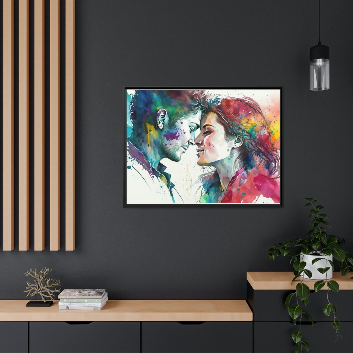Eternal Embrace: Natural Canvas Wall Art of Two Lovers