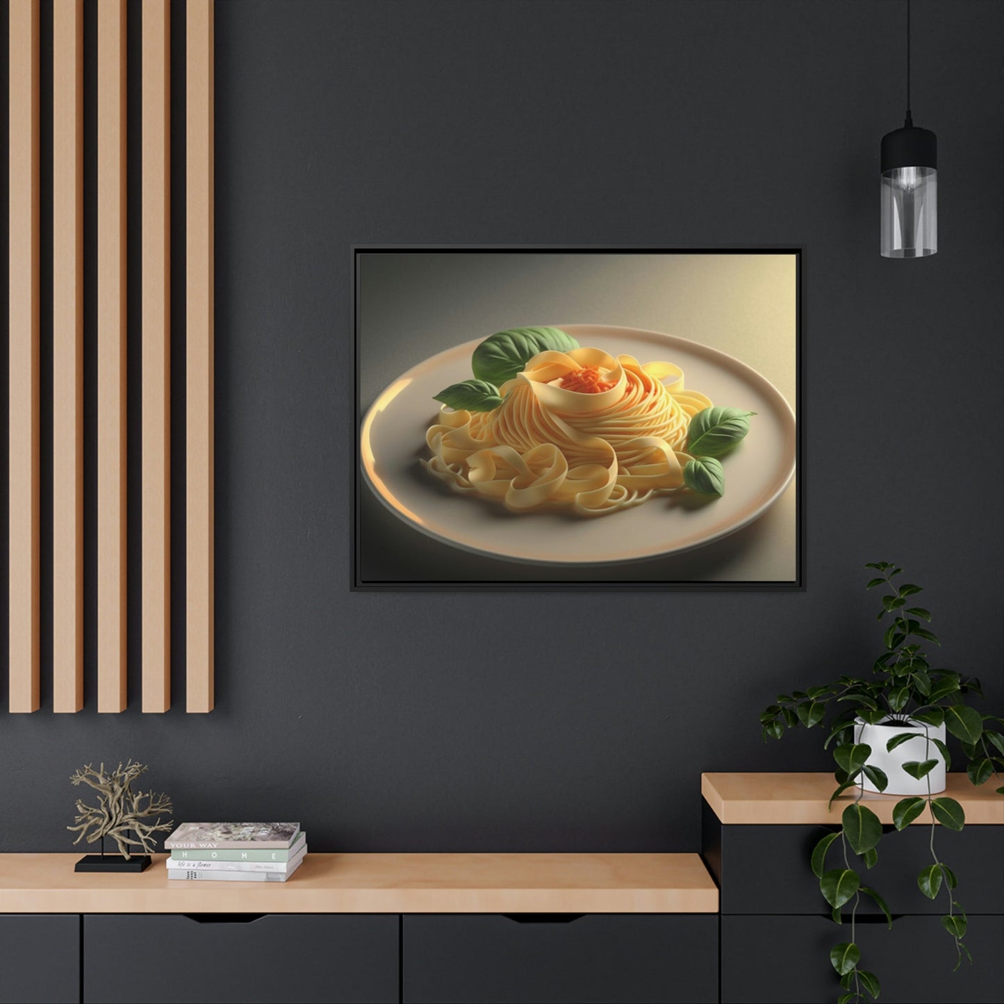 Pasta Perfection: Beautiful Canvas Print of a Plate of Spaghetti