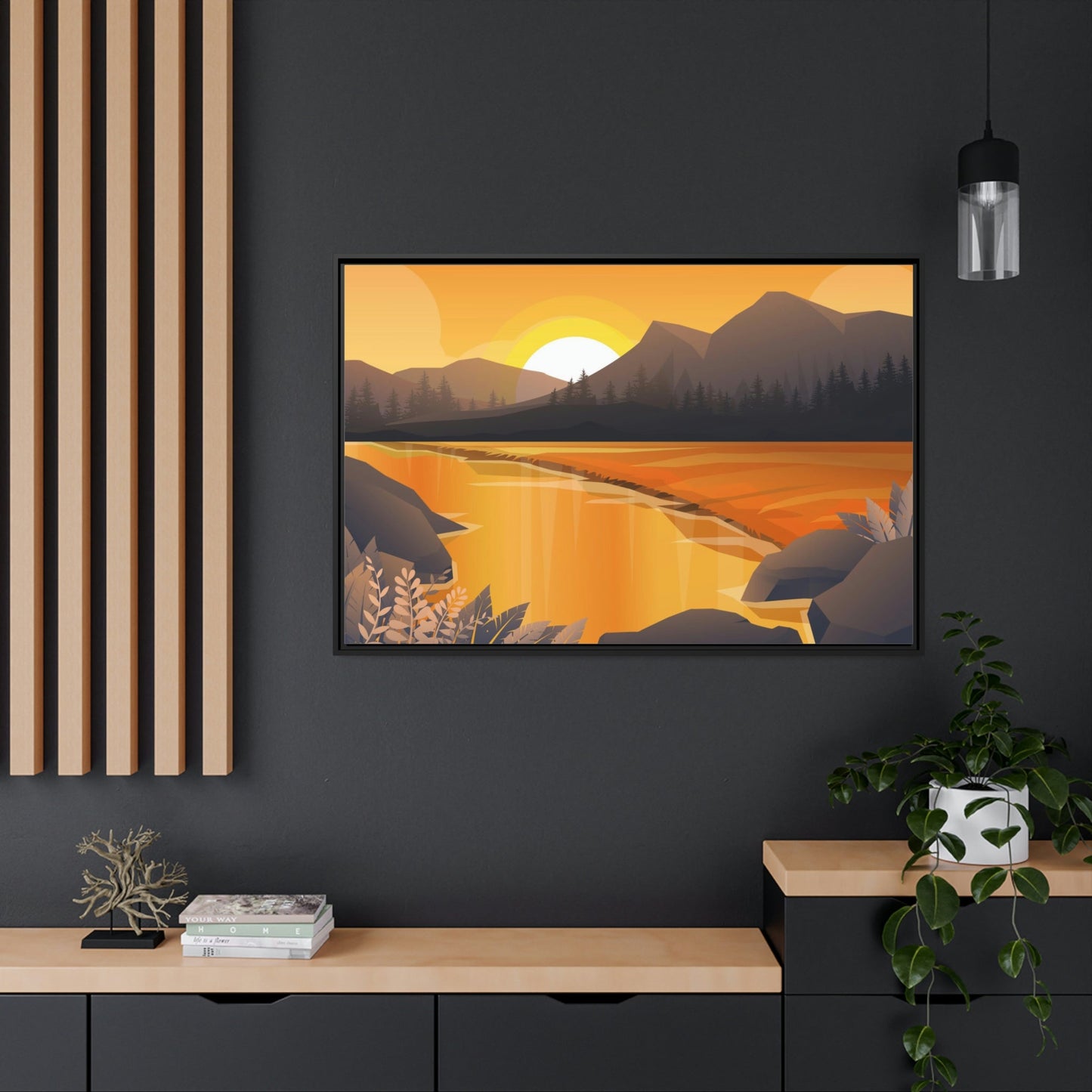 Riverfront Escape: Print on Canvas of a Serene River Landscape