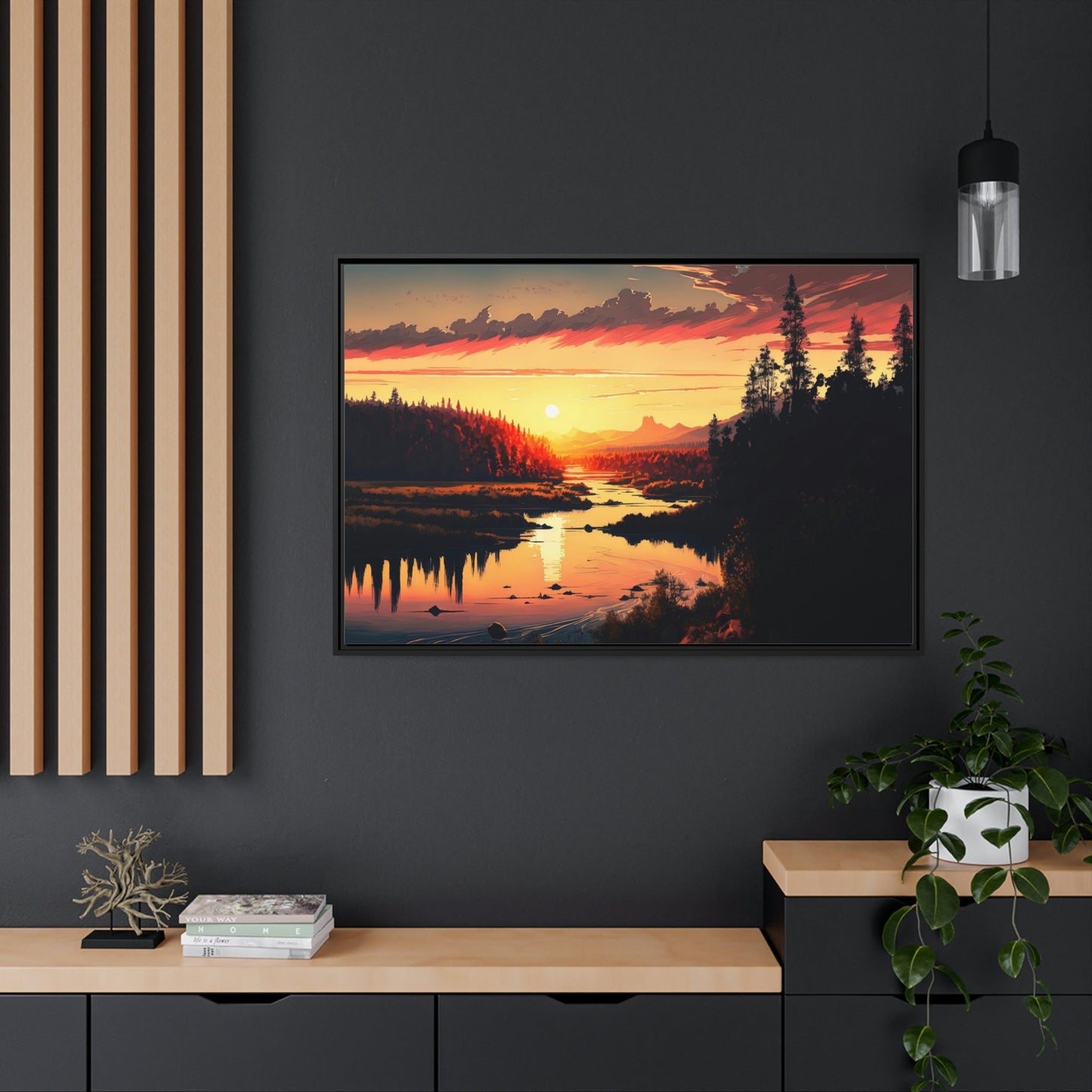 Colors of the River: Natural Canvas Wall Art with Vibrant River Scenery