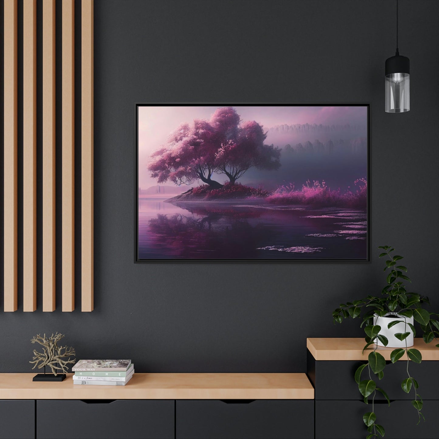 Tranquility in Blue: Framed Poster of a Peaceful Lake on Canvas