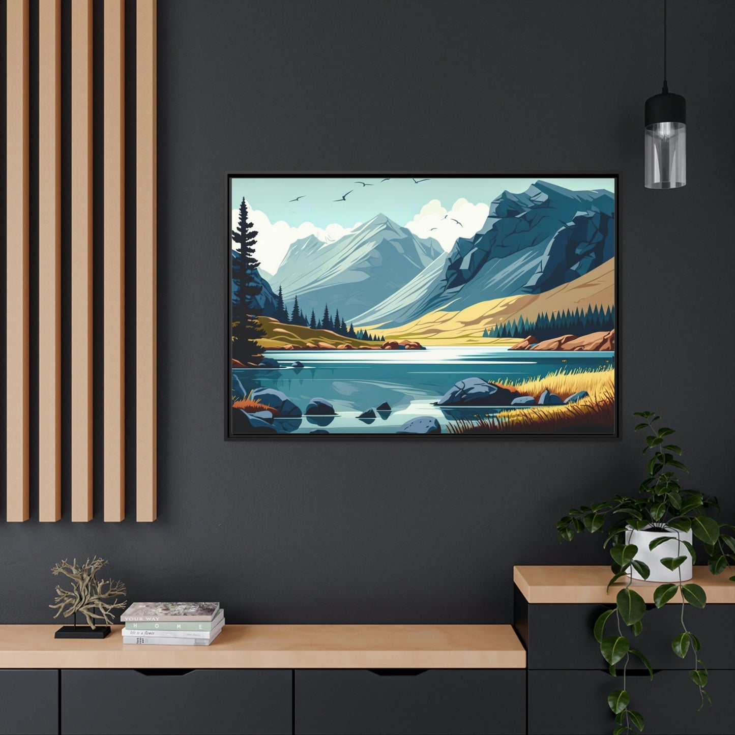 Lakeside Beauty: Wall Art of a Stunning Lake Landscape on Natural Canvas & Poster