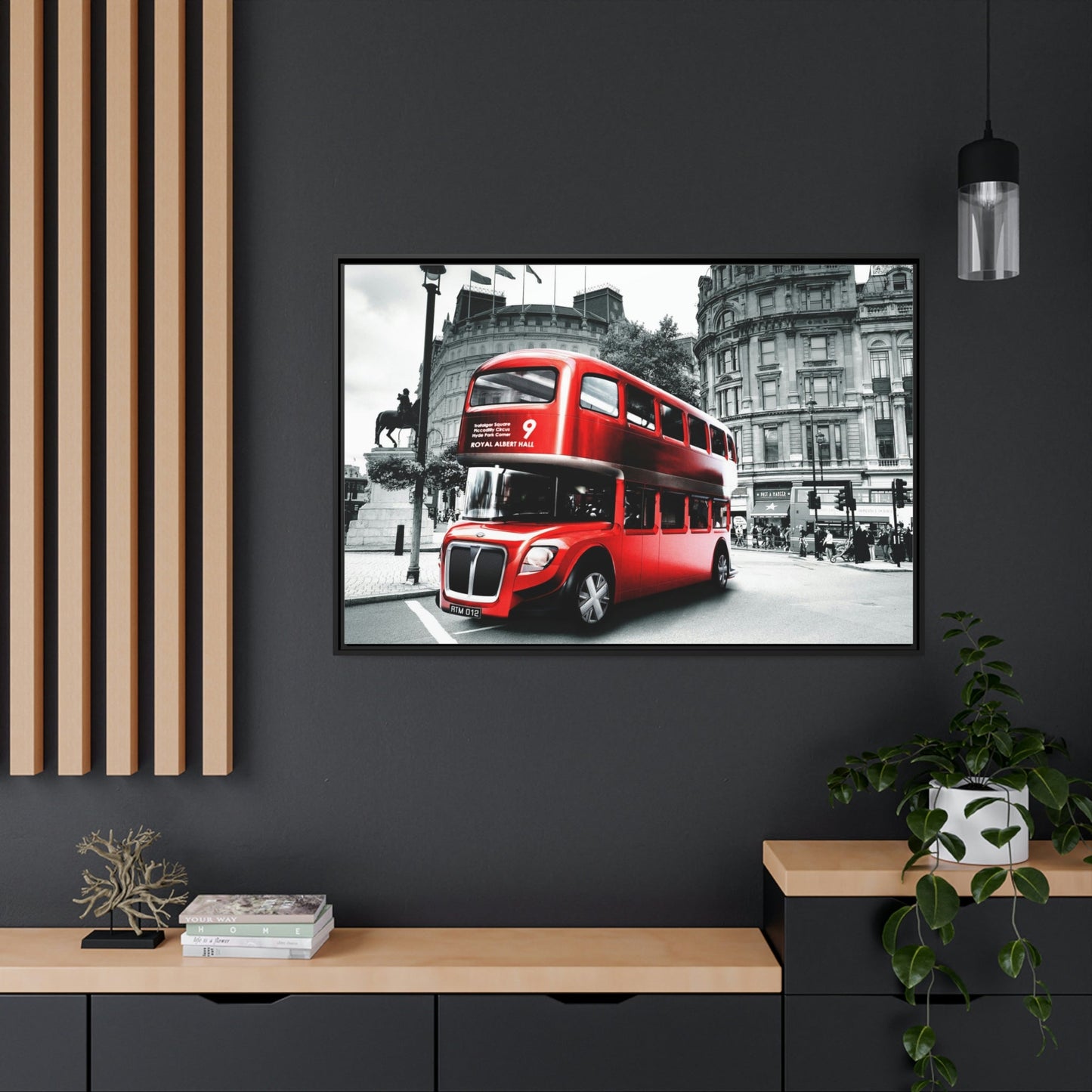 Colorful Routes: Framed Poster showcasing a Vibrant Bus