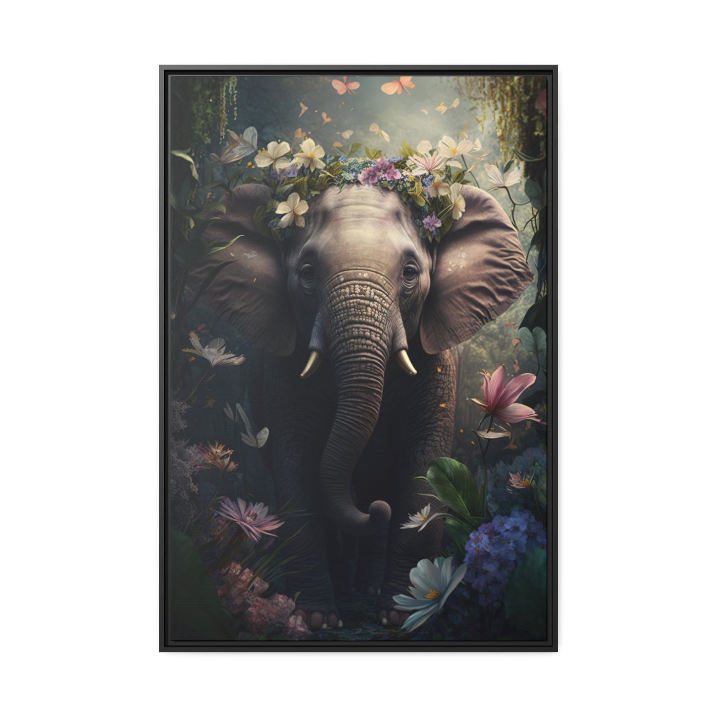 Elephant Dreams: Natural Canvas Print for Bedroom Decor