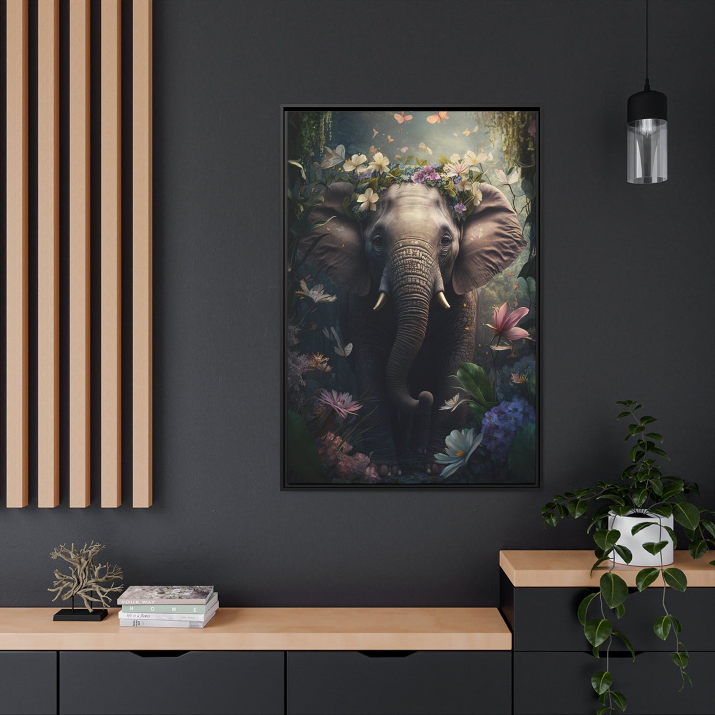 Elephant Dreams: Natural Canvas Print for Bedroom Decor