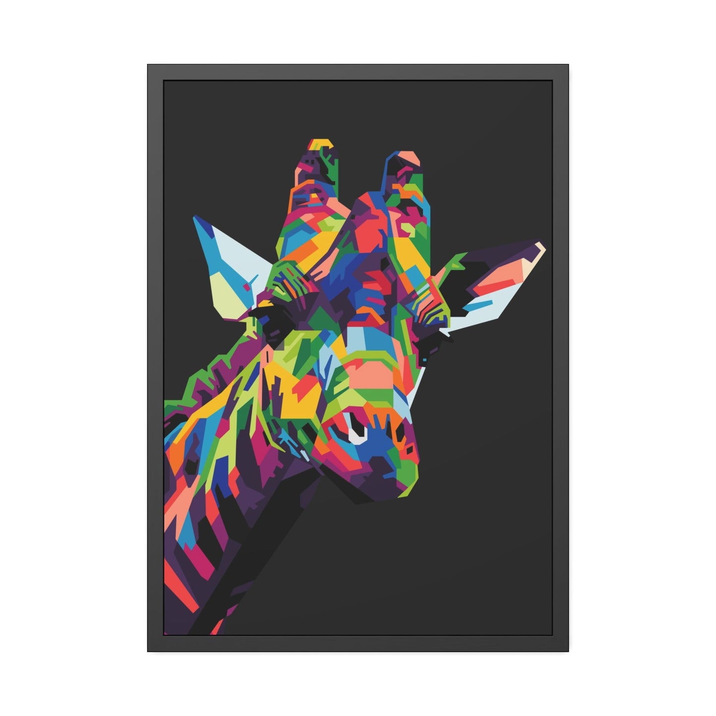 Splash of Color: A Vividly Colored Artistic Print of a Giraffe on Canvas & Poster