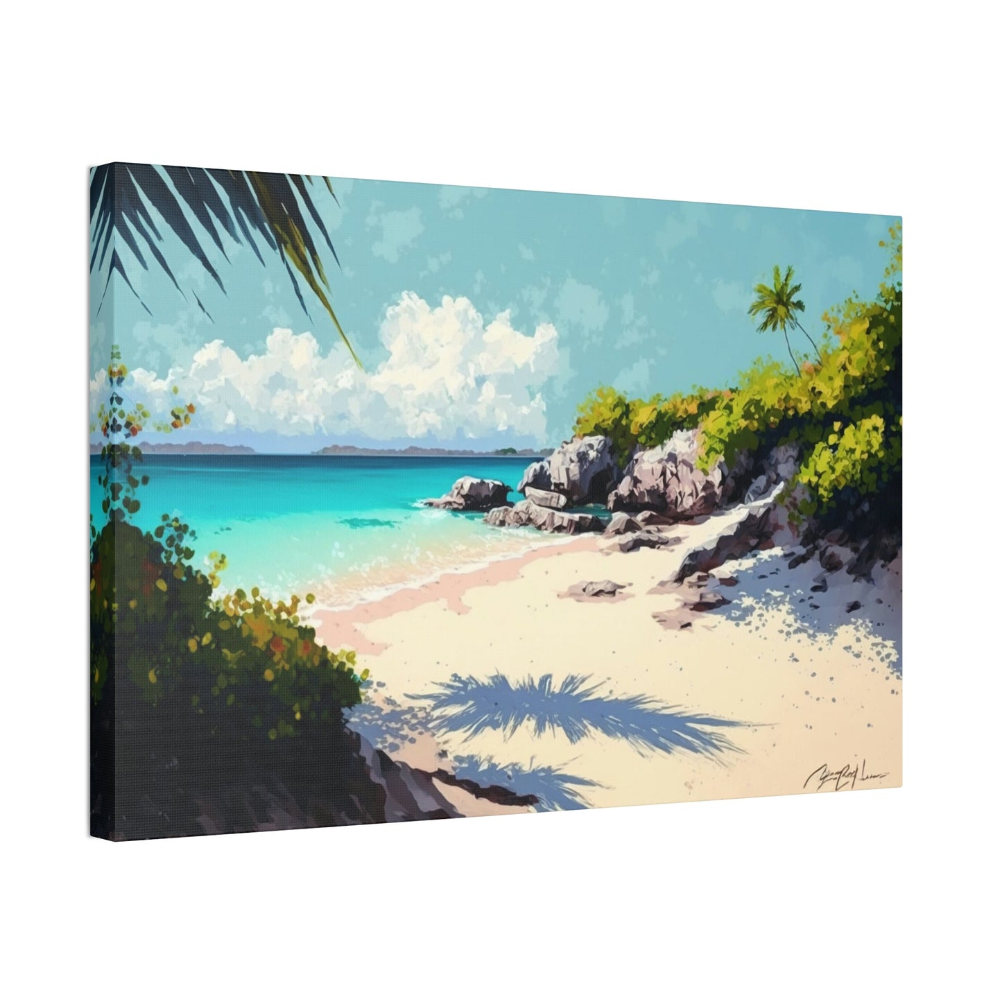 Escape to Paradise: Caribbean Beach Art on Natural Canvas and Wall Art Prints