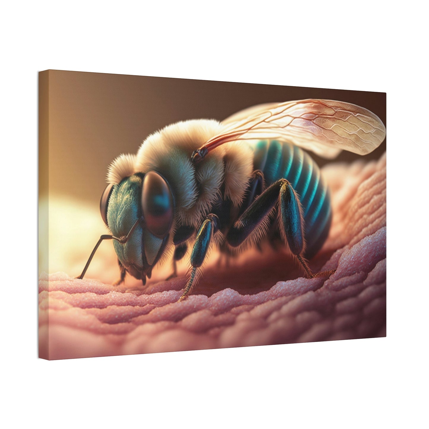 The Art of Pollination: A Print on Canvas & Poster of a Bee and a Flower in Harmony