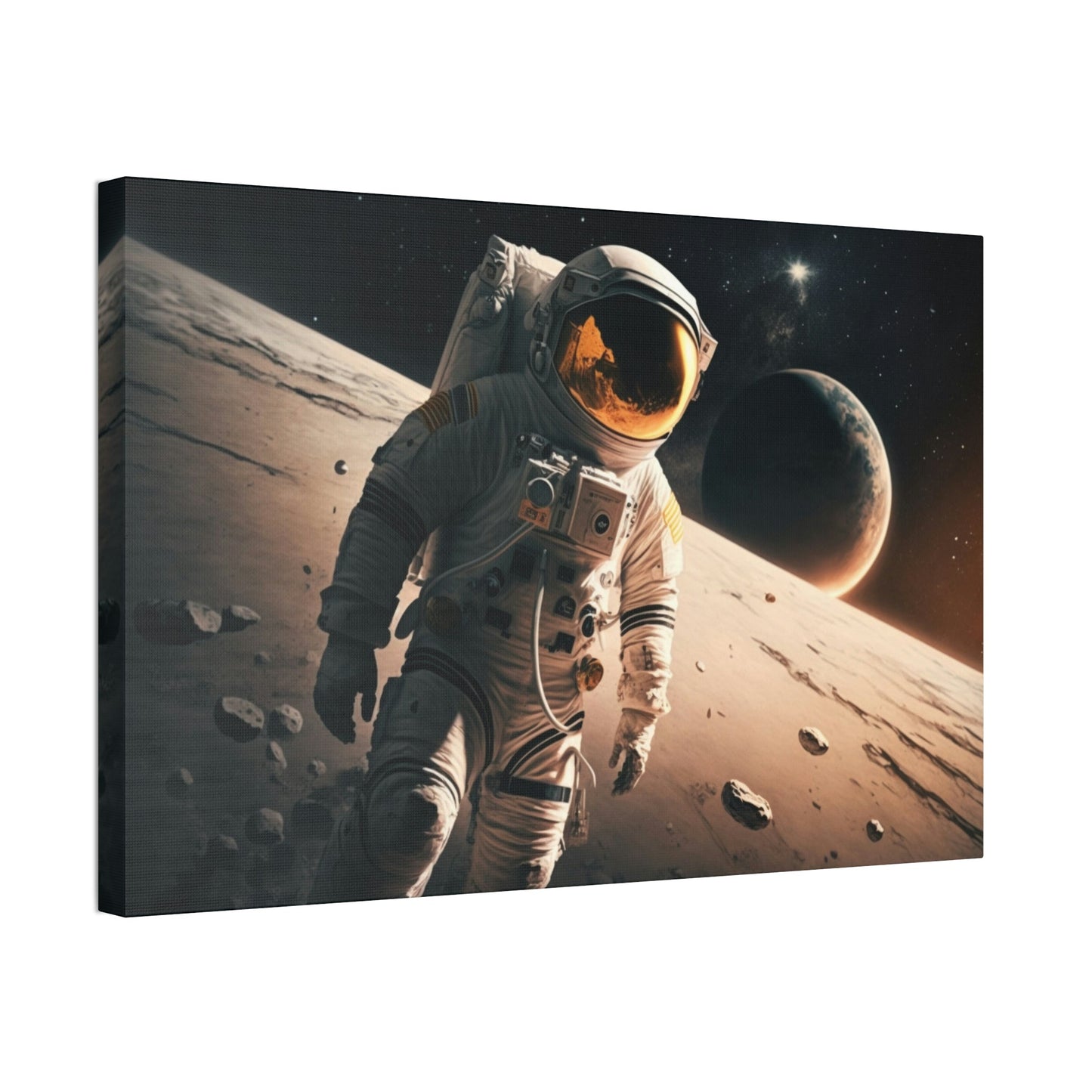 Journey to the Stars: Astronauts on Natural Canvas and Framed Poster