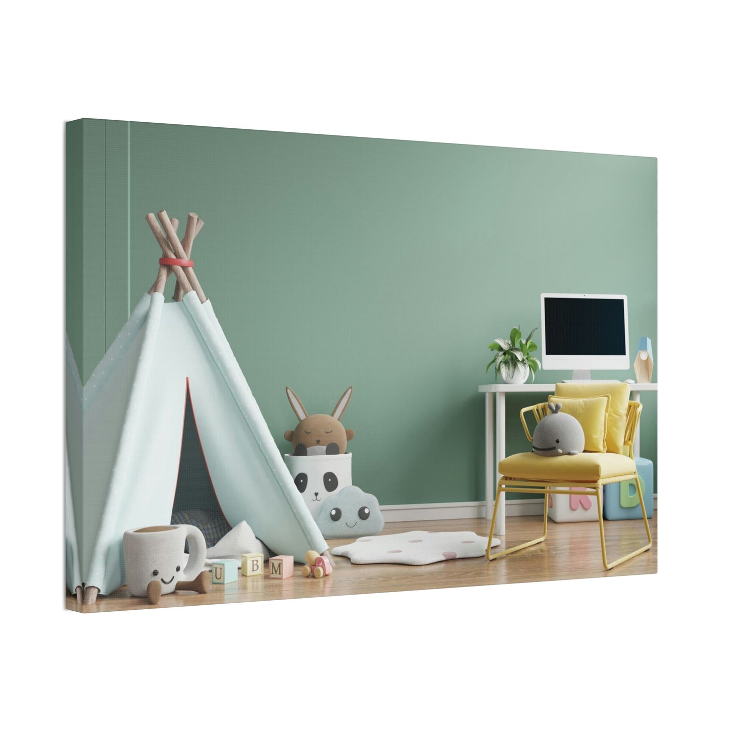 Boys Room Art on a Natural Canvas with a Construction Zone Theme: Perfect for Little Builders