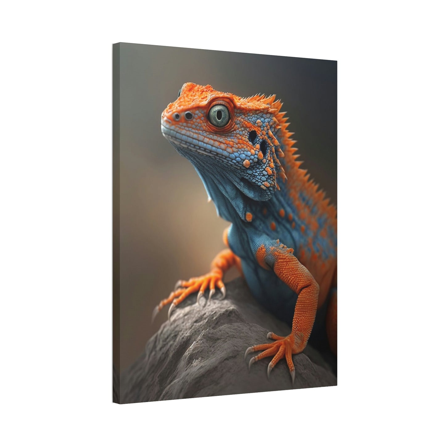 Bold and Bright: Vibrant Lizard Print on Natural Canvas & Poster