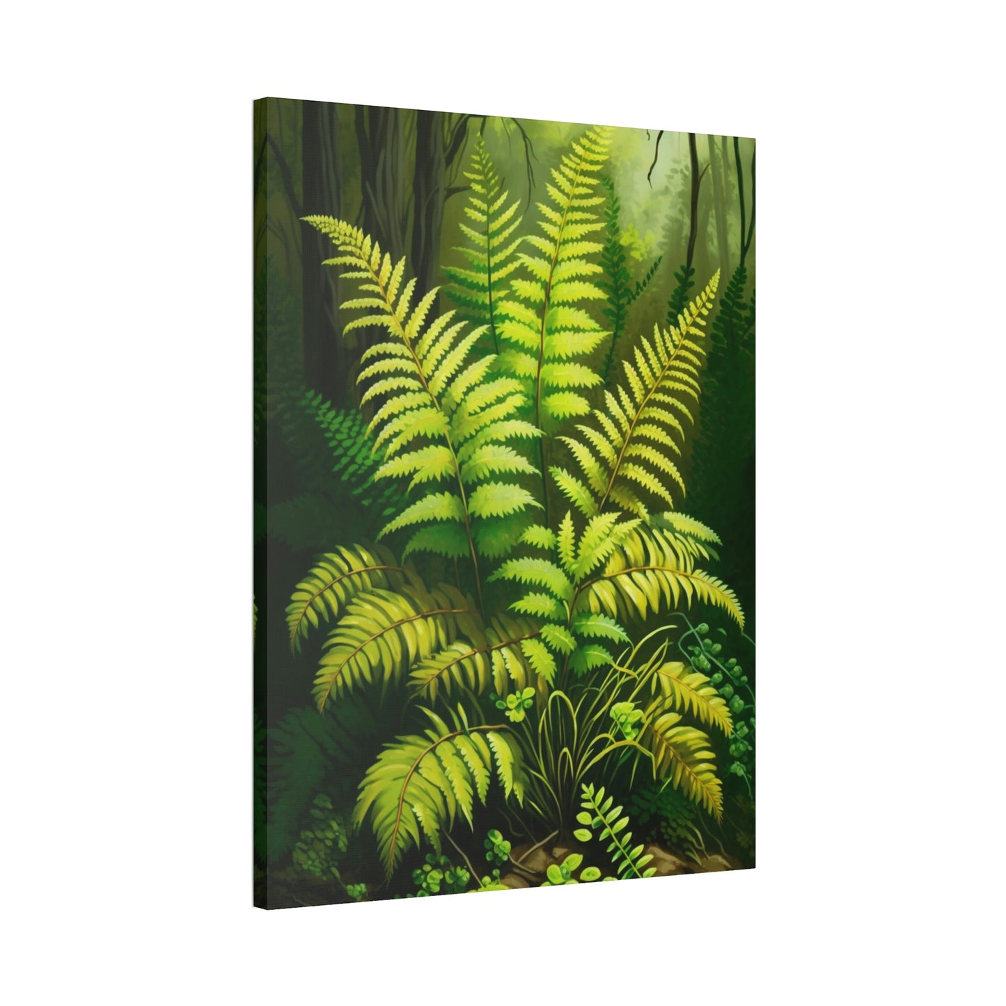 The Enchanted Forest: A Painting on Canvas Featuring Ferns