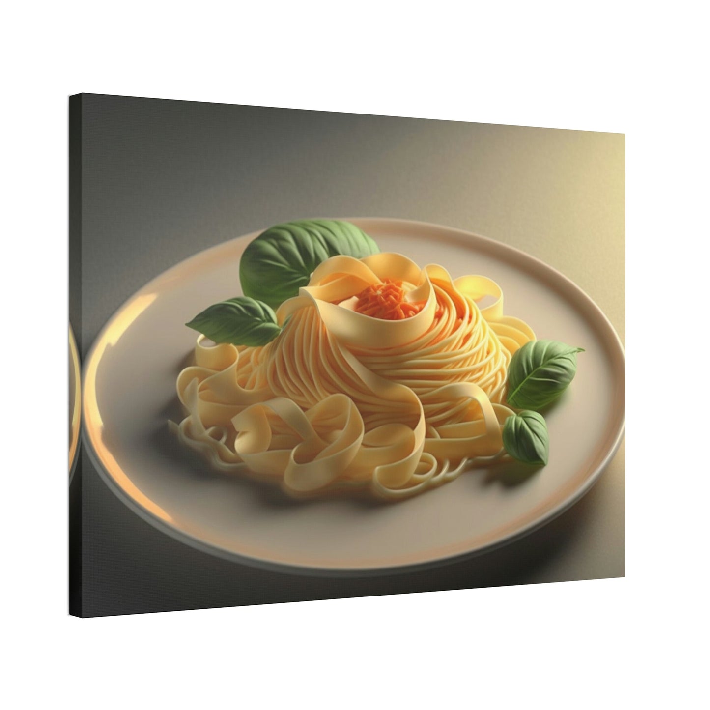 Pasta Perfection: Beautiful Canvas Print of a Plate of Spaghetti