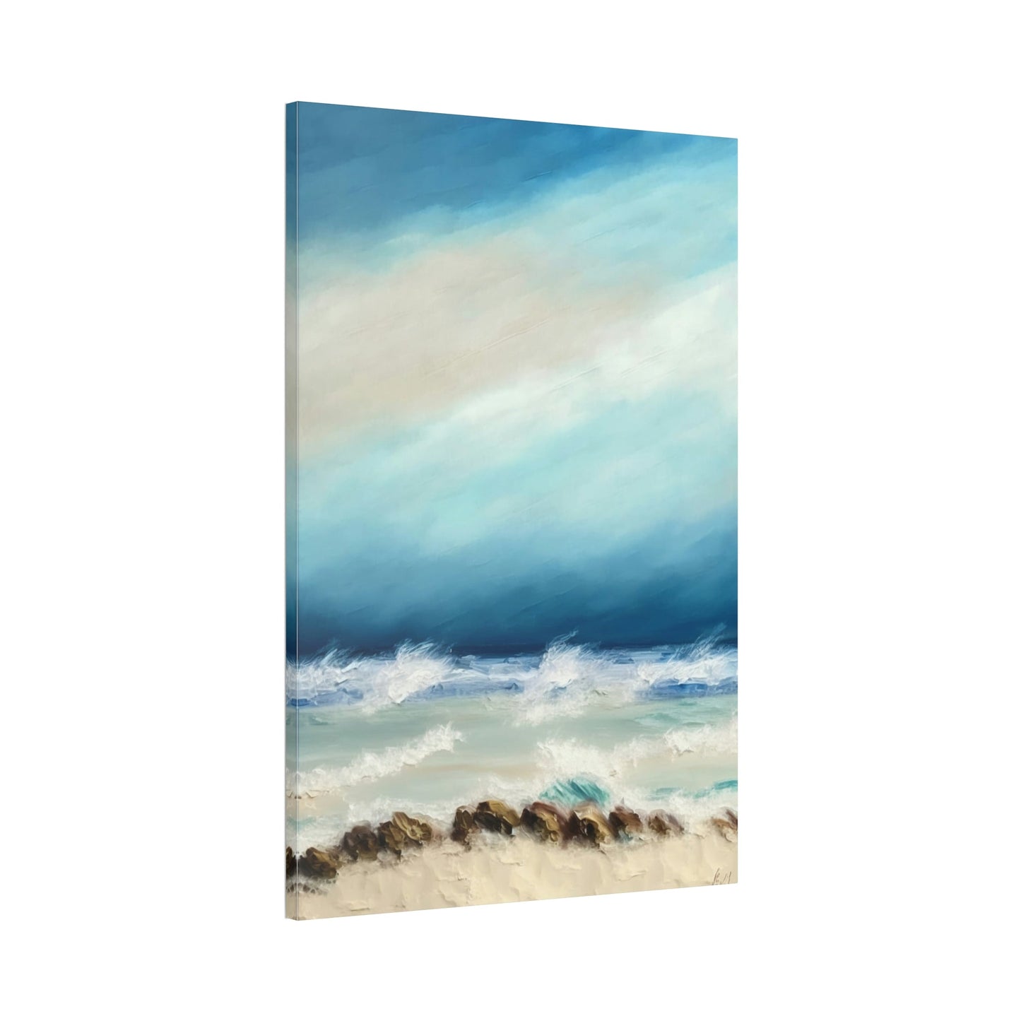 Framed Canvas & Poster Print of Abstract Waves: A Coastal Symphony