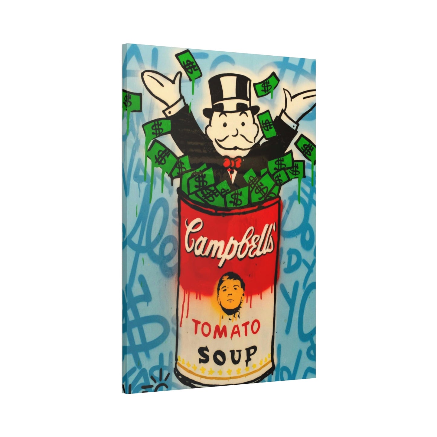 Money Talks in Alec Monopoly's Canvas Painting: Wall Art and Poster for Finance Enthusiasts