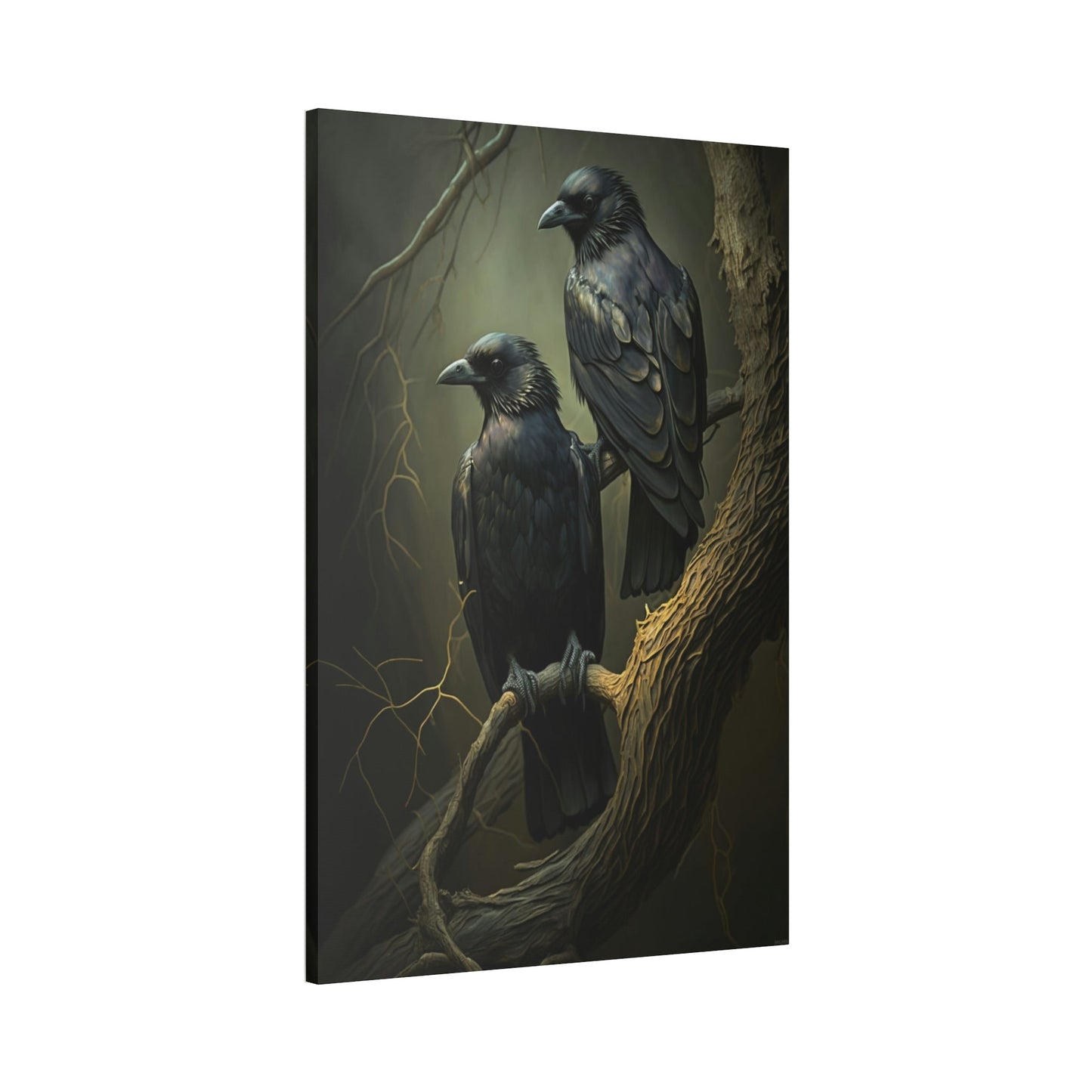 Guardians of the Night: Ravens Perched on a Branch