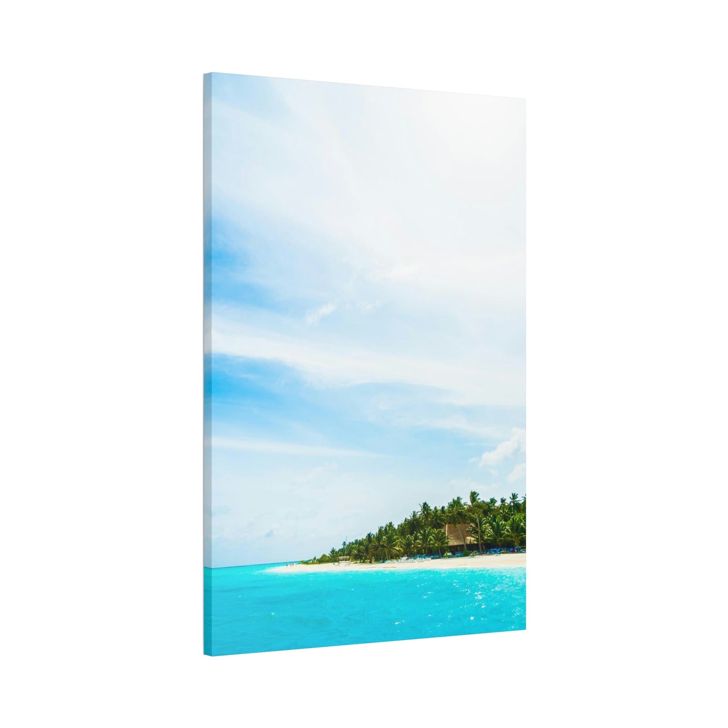 Paradise Found: Framed Canvas of a Scenic Island Beach on a Sunset