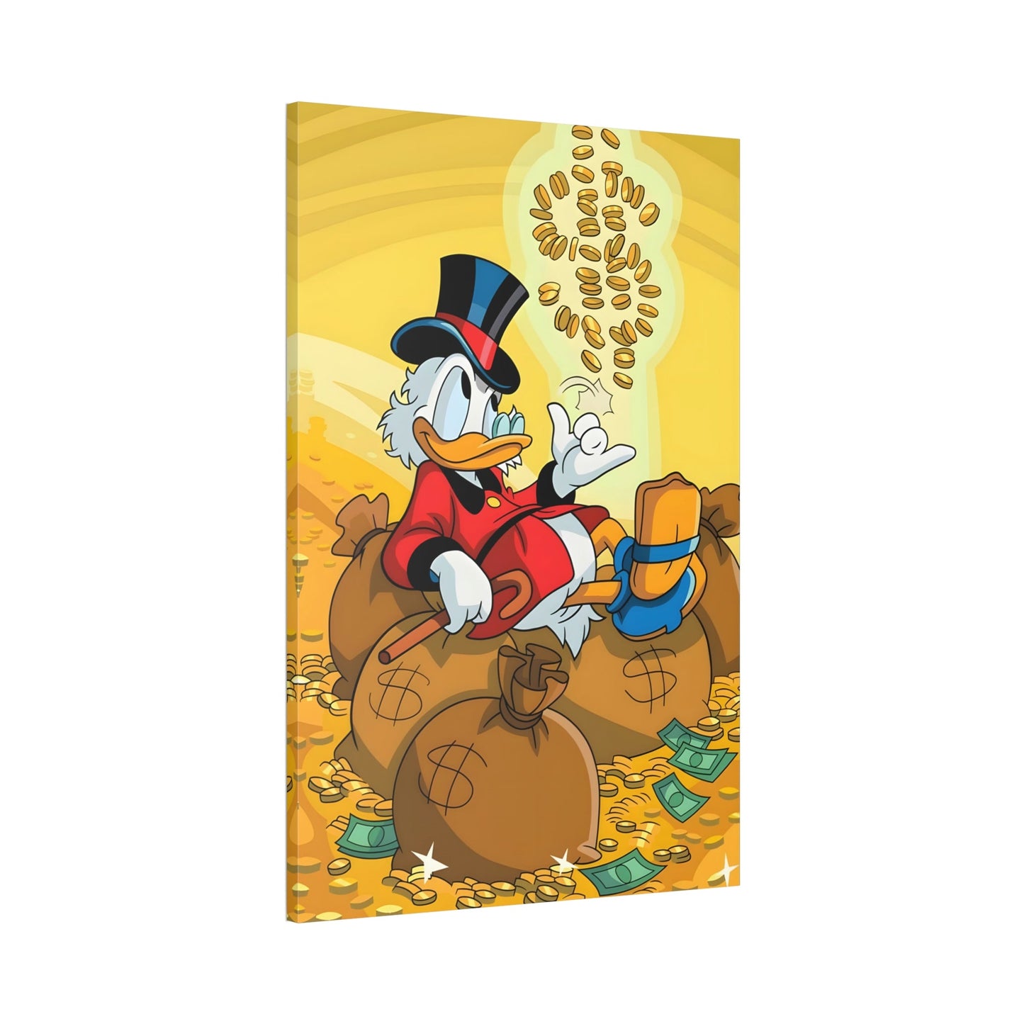 The Million-Dollar Duck: Street Art Style Canvas Print of a Duck by Alec Monopoly