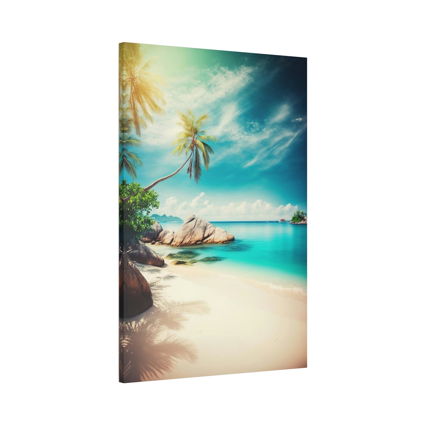 Beachfront Beauty: Poster of a Scenic Island Beach Scene on a Framed Poster