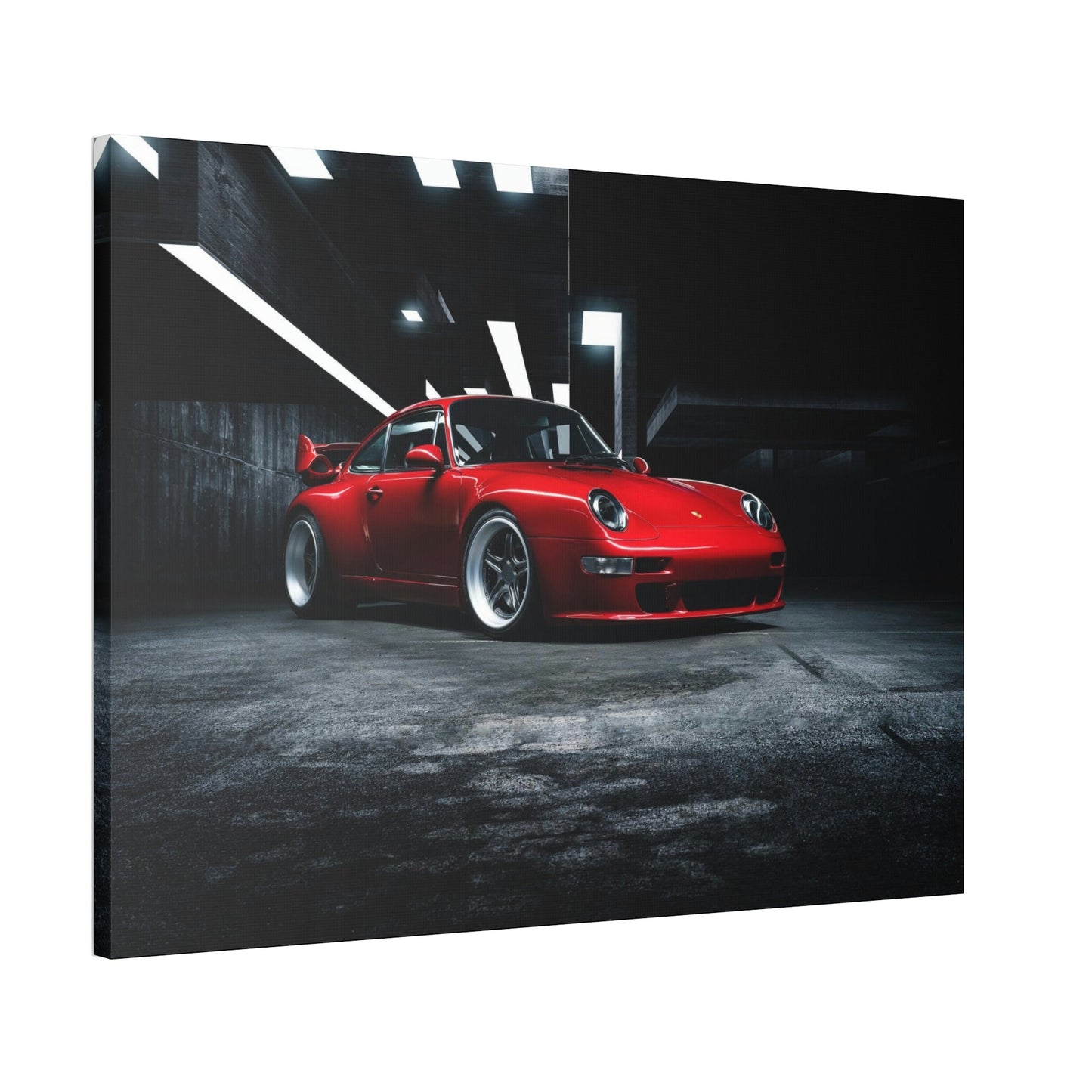 Passionate Red Porsche: A Vibrant Print on Natural Canvas & Poster